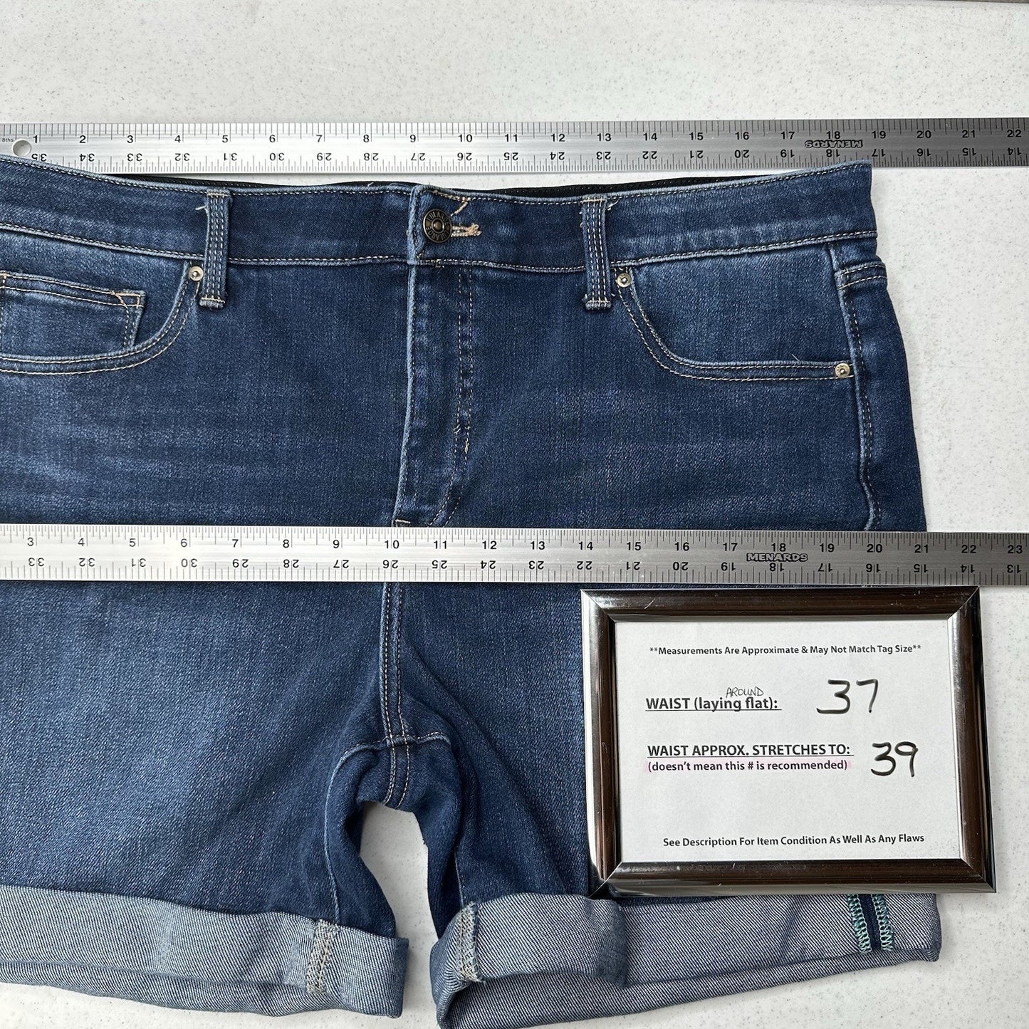 Lularoe Shorts Womens 32 US 14 Boyfriend Blue Relax Cuffed Denim Tummy Panel EUC