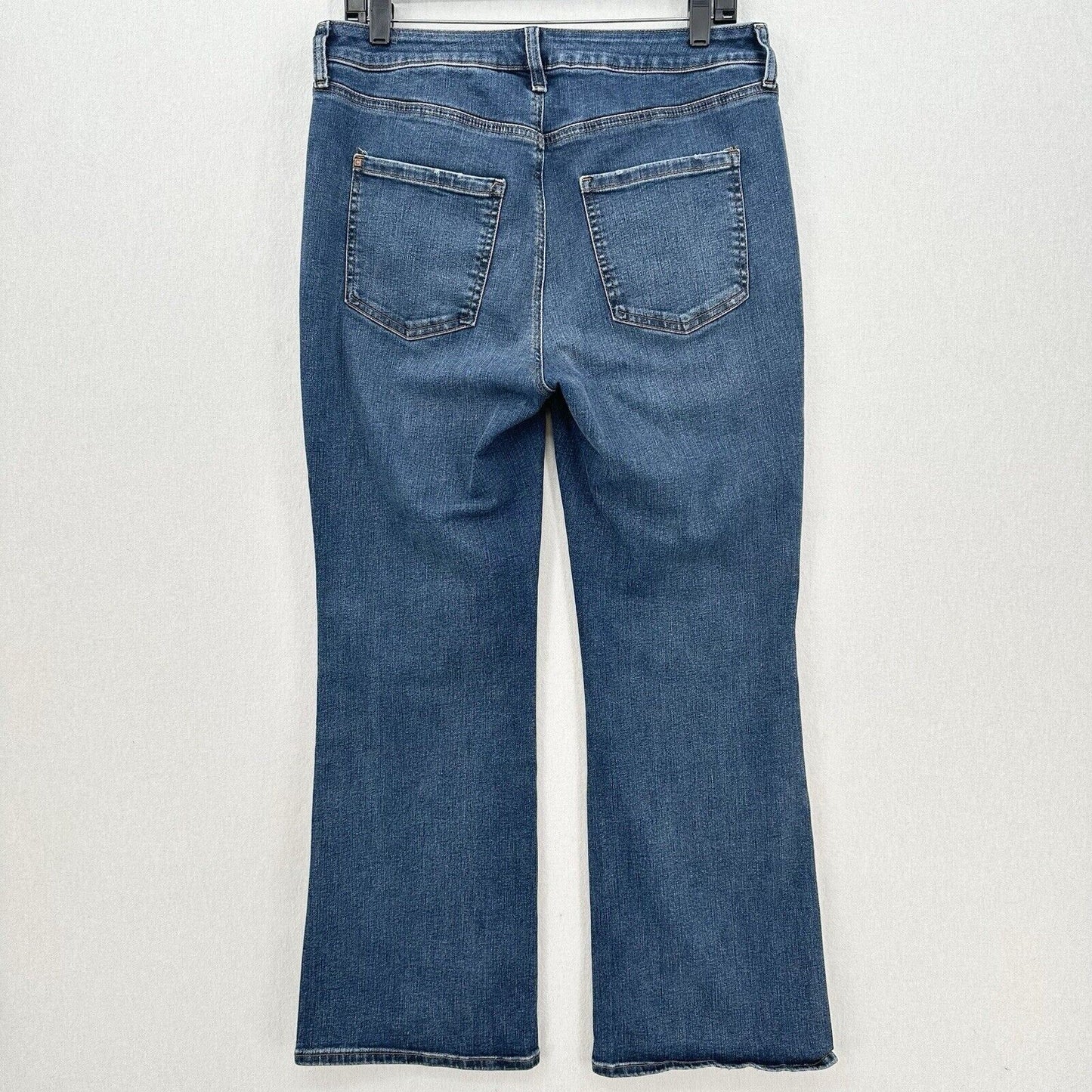 Chicos Jeans 1.5 Petite US 10 Define Me Flare Blue Denim Distress Western Cowboy