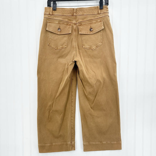 Spanx Pants Womens Large Stretch Twill Cropped Wide Leg High Rise Brown Jeans