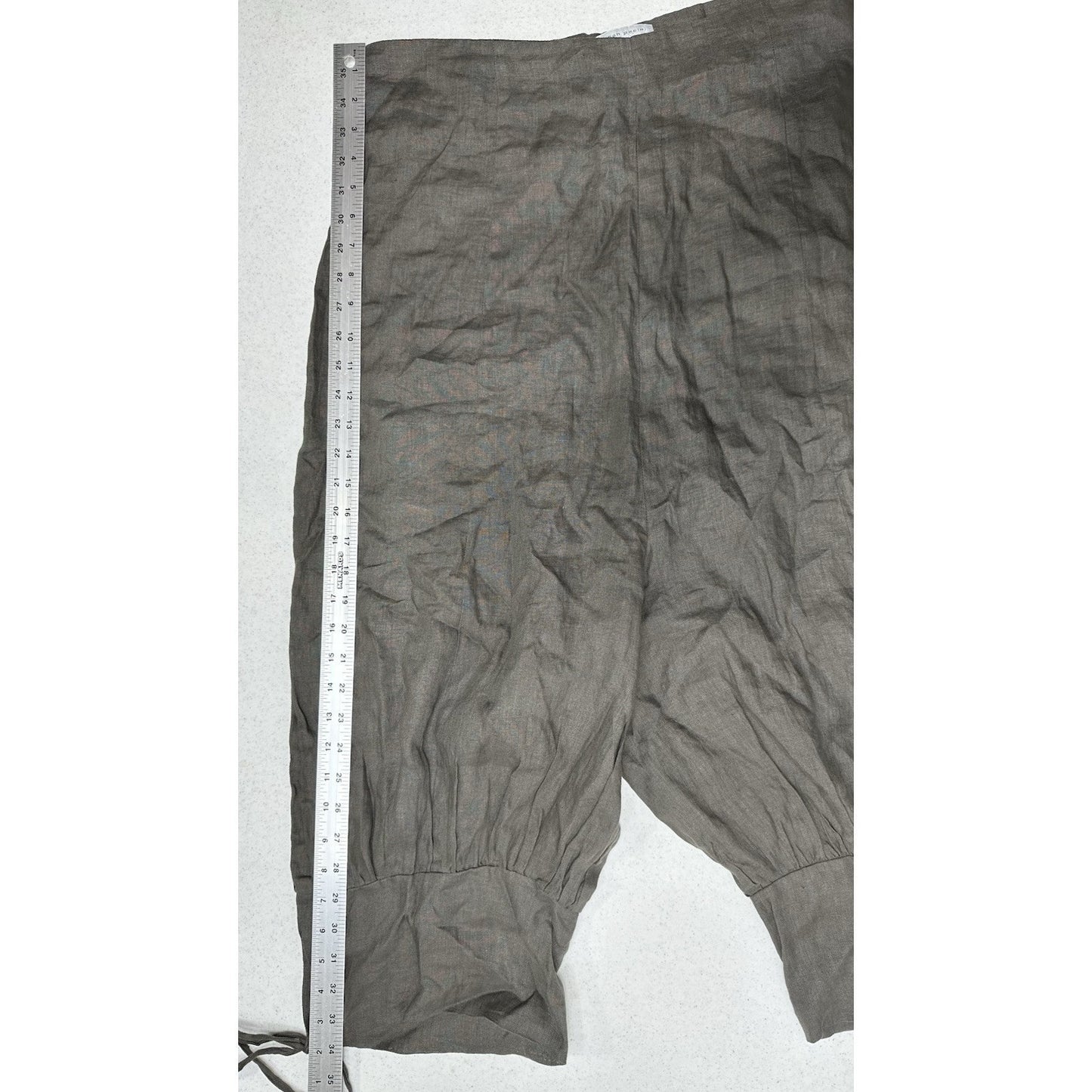 Sarah Pacini Pants 4 Women XL Linen Drop Crotch Crop Zip Coastal Beach Lagenlook