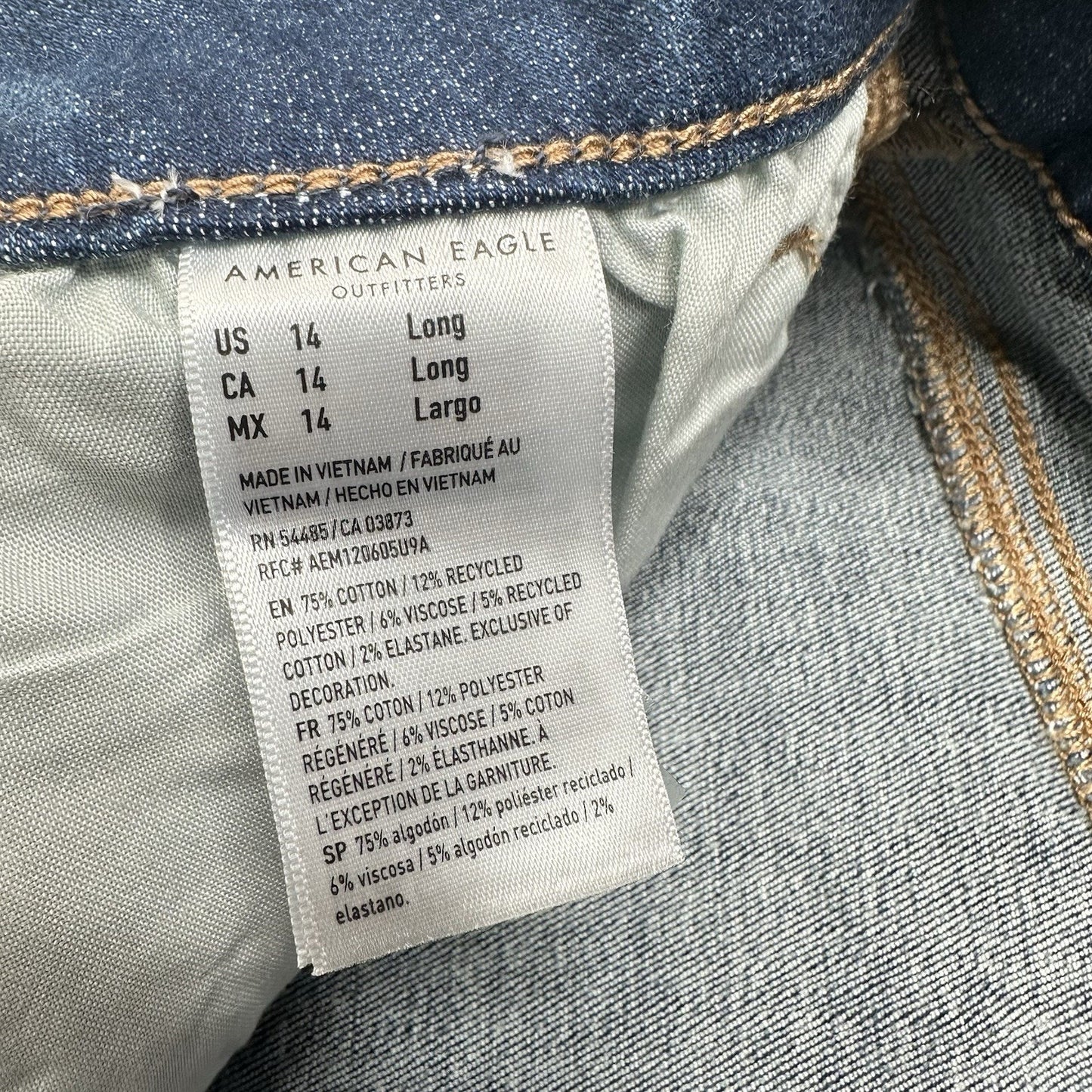 American Eagle Jeans 14 Long Curvy Lowrise Kick Bootcut NextLevel Blue Denim NEW