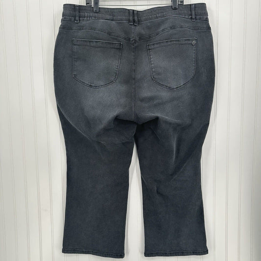 Democracy Jeans 22W Ab Solution Barely Bootcut Crop Faded Black Denim Booty Lift