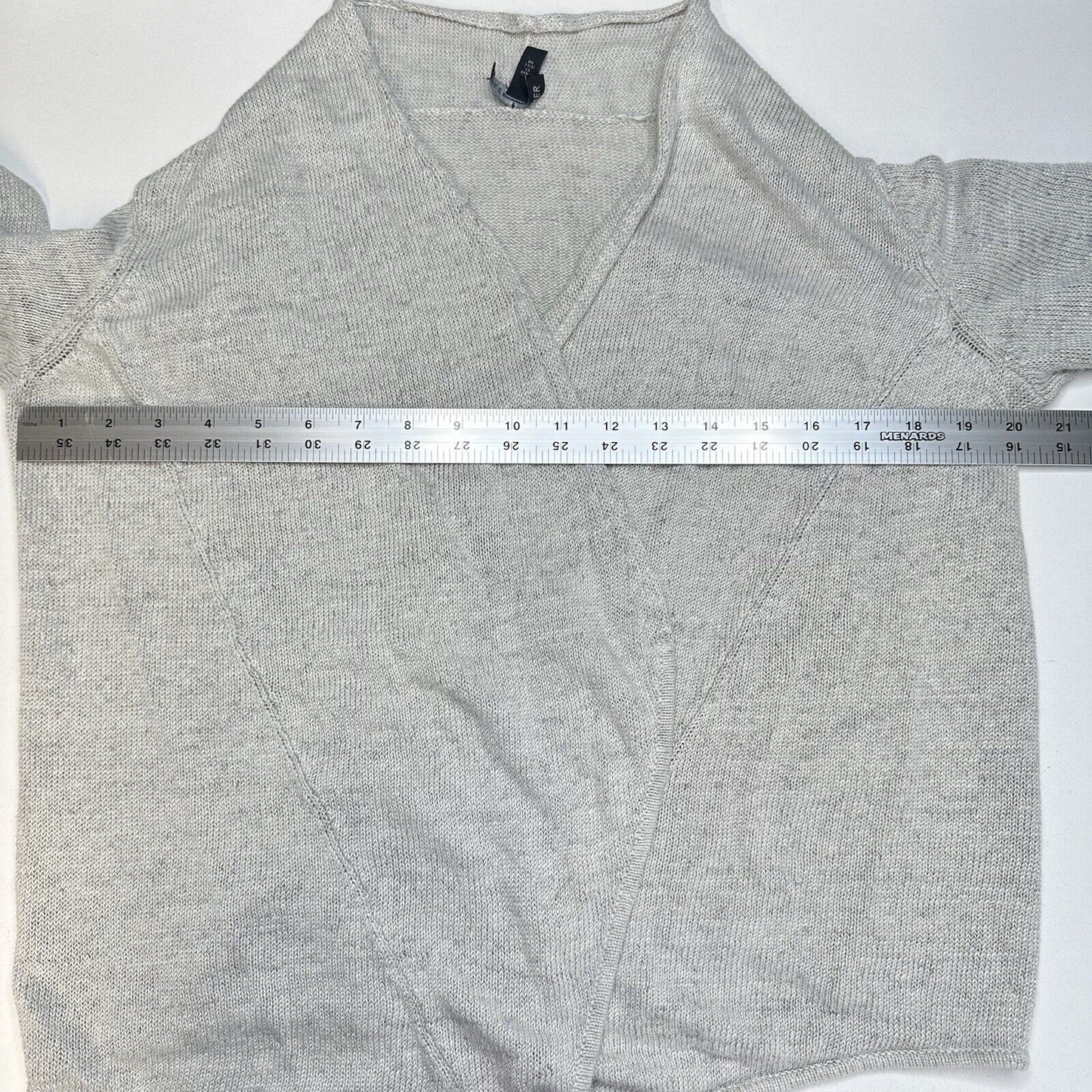Eileen Fisher Sweater Womens Medium Cardigan Linen Gray Open Waterfall *Flaw