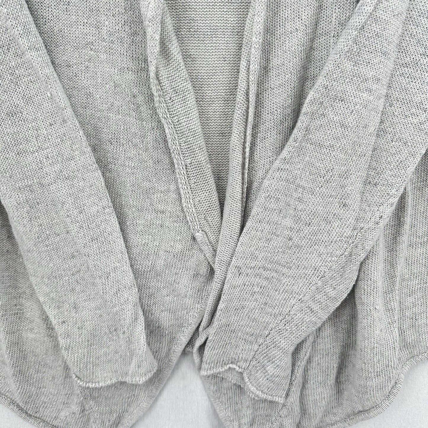 Eileen Fisher Sweater Womens Medium Cardigan Linen Gray Open Waterfall *Flaw