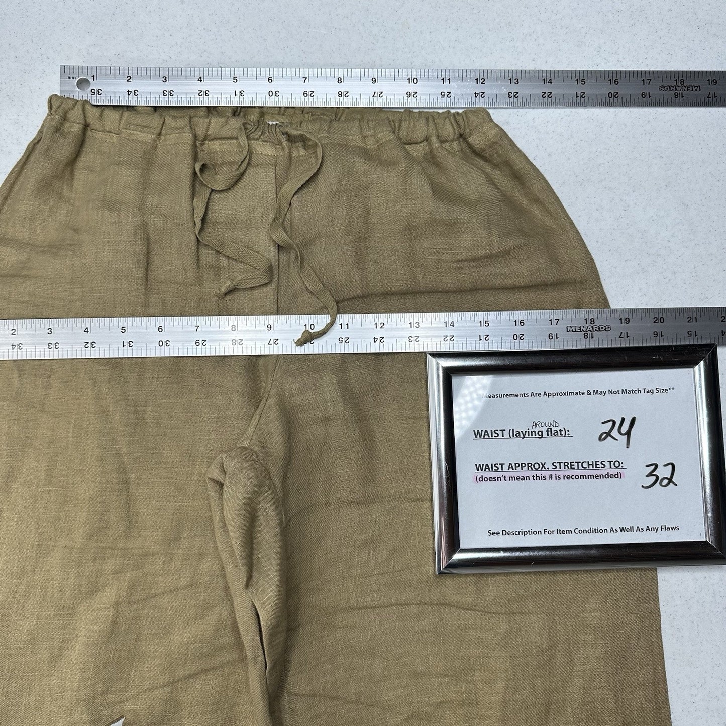 CP Shades Pants Women XS Linen Jenn Wide Leg Tan Pull On Coastal Beach Lagenlook
