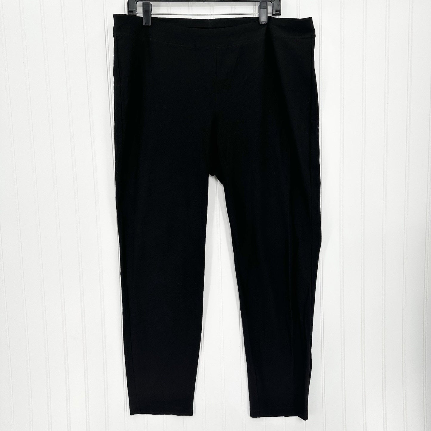 Eileen Fisher Pants XL Washable Crepe Slim Leg Black Minimalist Contemporary