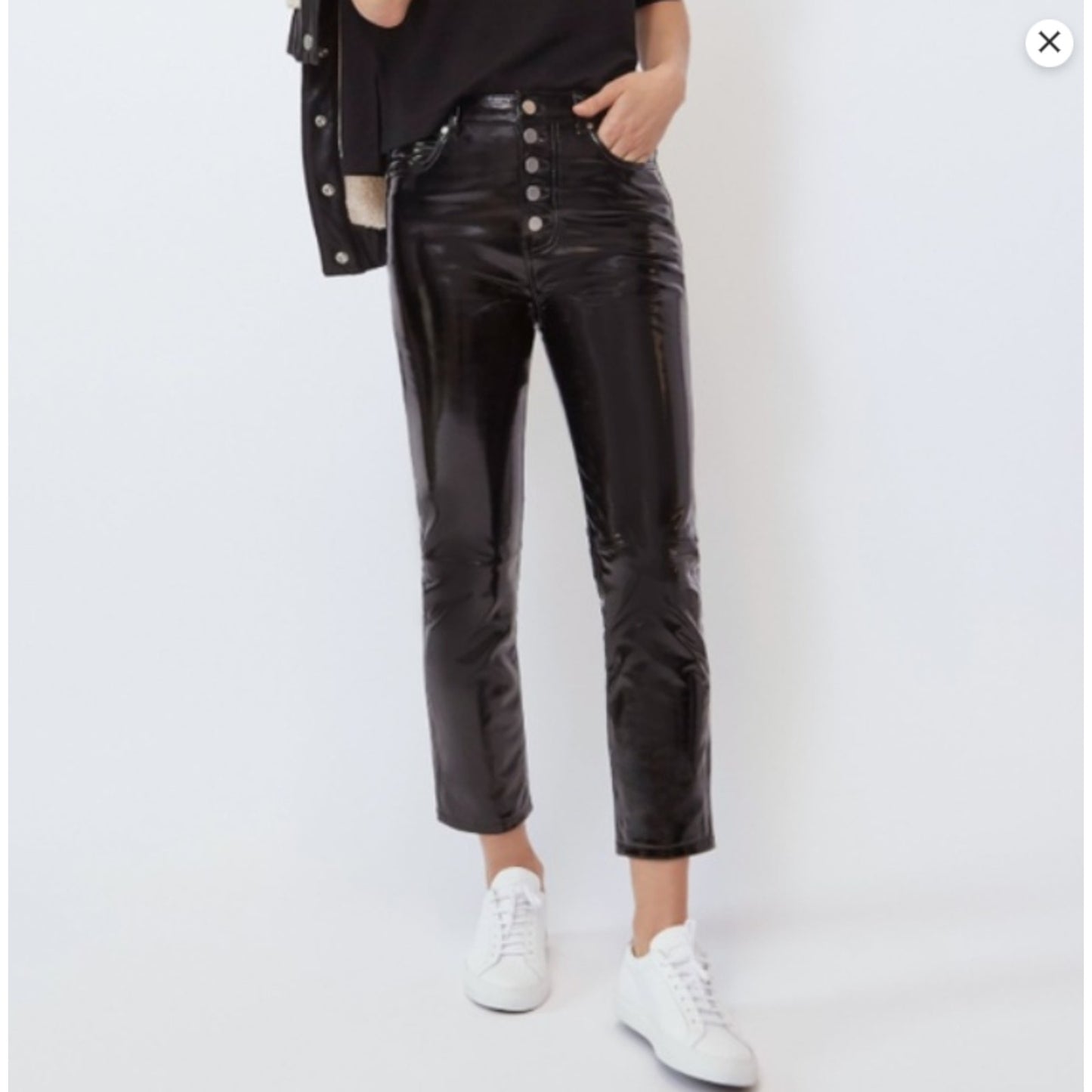 BLDWN Parker Leather Pants Womens 25 Straight Crop Black Genuine Leather EUC