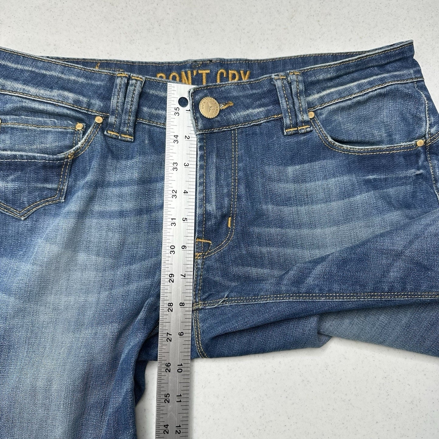 Dont Cry Milan Jeans Womens 12* Long Slim Bootcut Denim Western Cowboy *Flaws