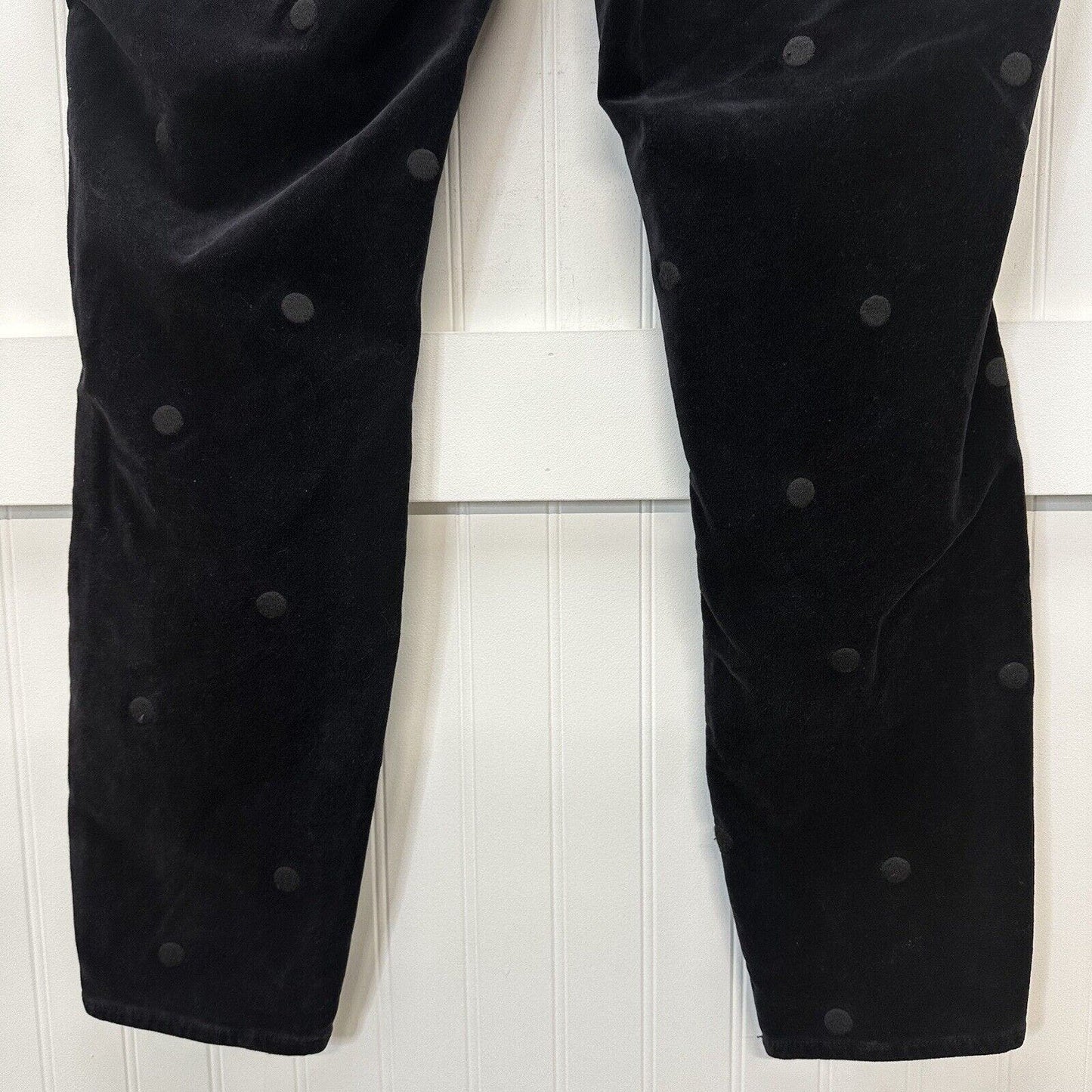 Pilcro Letterpress Jeans Womens 33 Black Velvet High Rise Skinny Polka Dots
