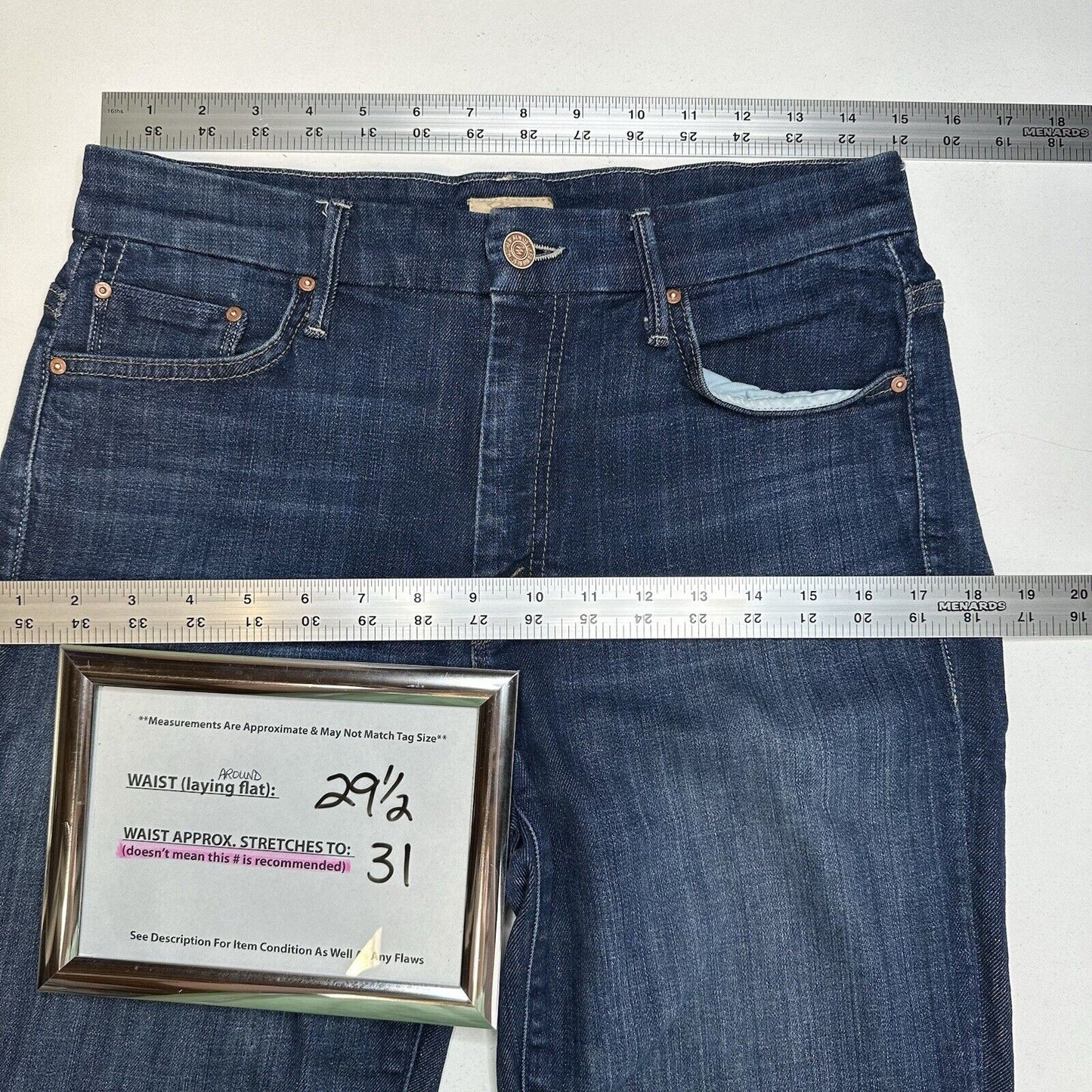Mother Jeans Womens 29 High Waisted Ankle Fray Blue Denim Clean Sweep Dark Wash