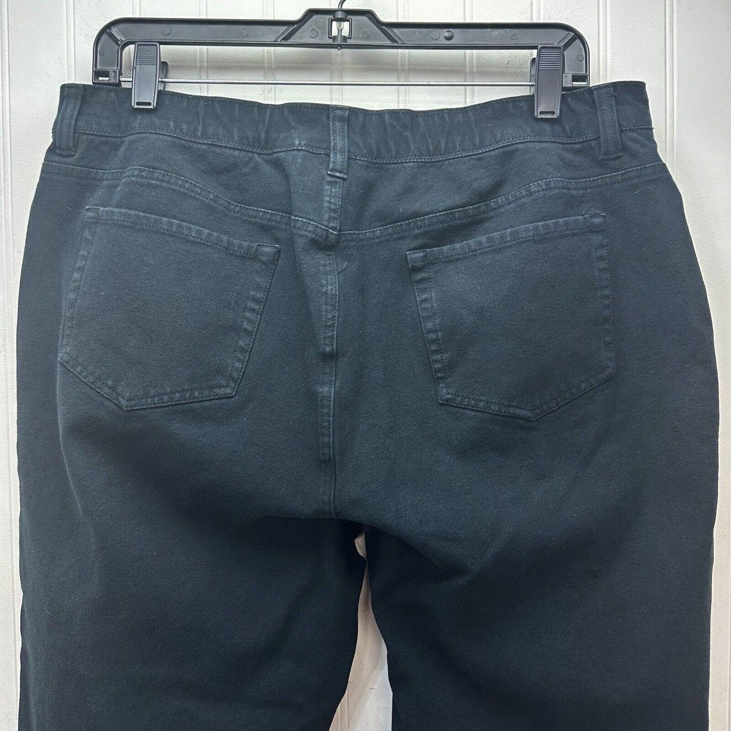 Chicos Jeans 3 Short Womens 16 Straight Crop Black Stretch Denim Comfort