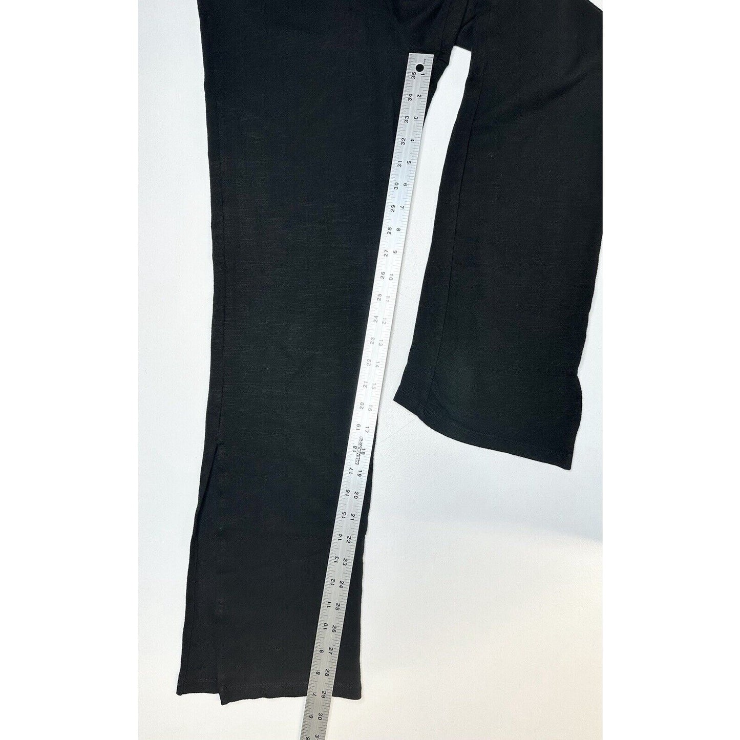 Monrow Pants Womens Small SuperSoft Straight Black Knit Pull On Split Hems Cozy