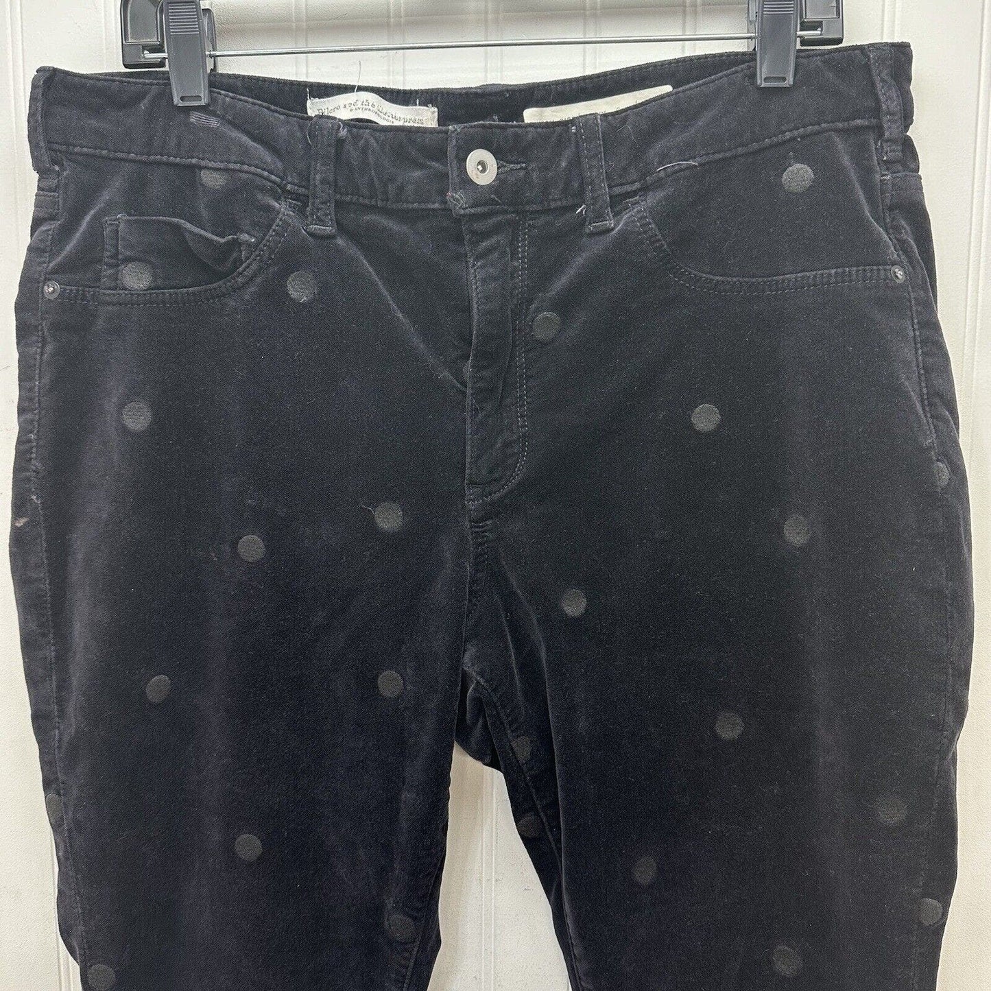 Pilcro Letterpress Jeans Womens 33 Black Velvet High Rise Skinny Polka Dots