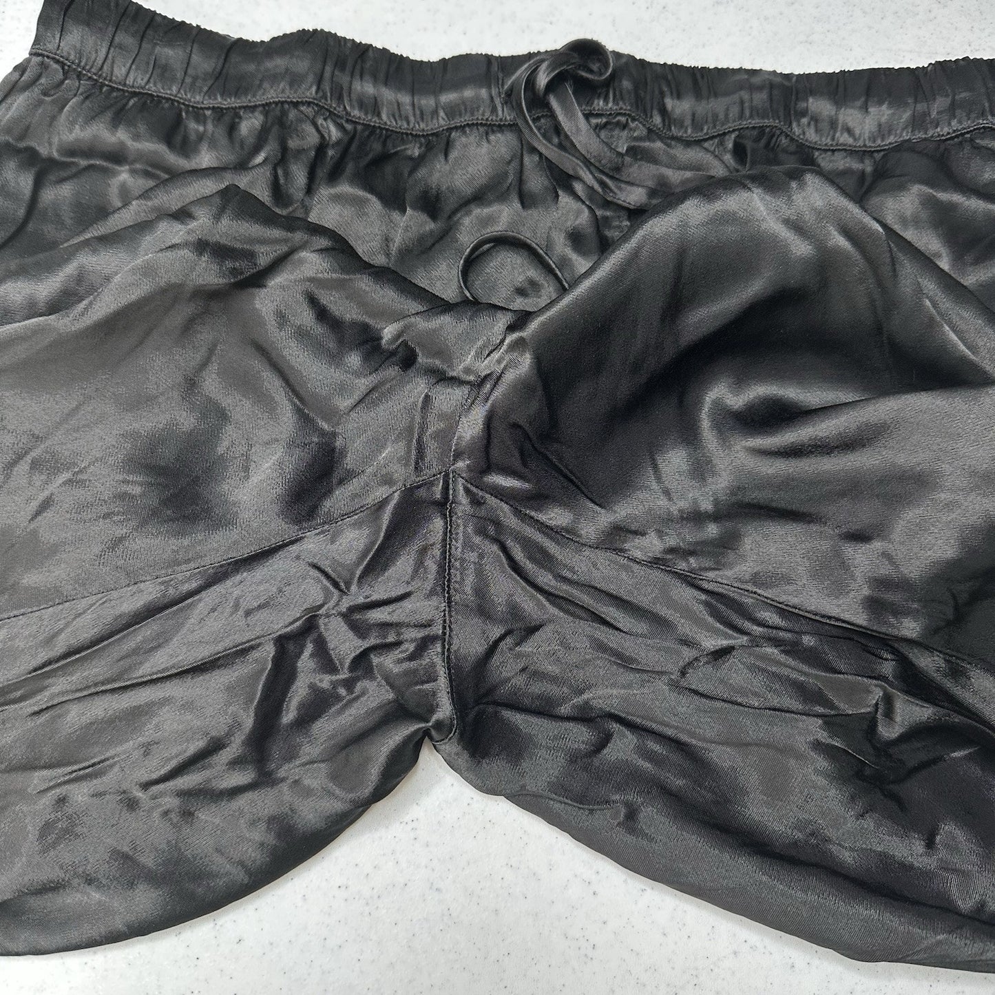 Enza Costa Pants 3 Womens Large Jogger Rayon Satin Black Pull On Ankle EUC