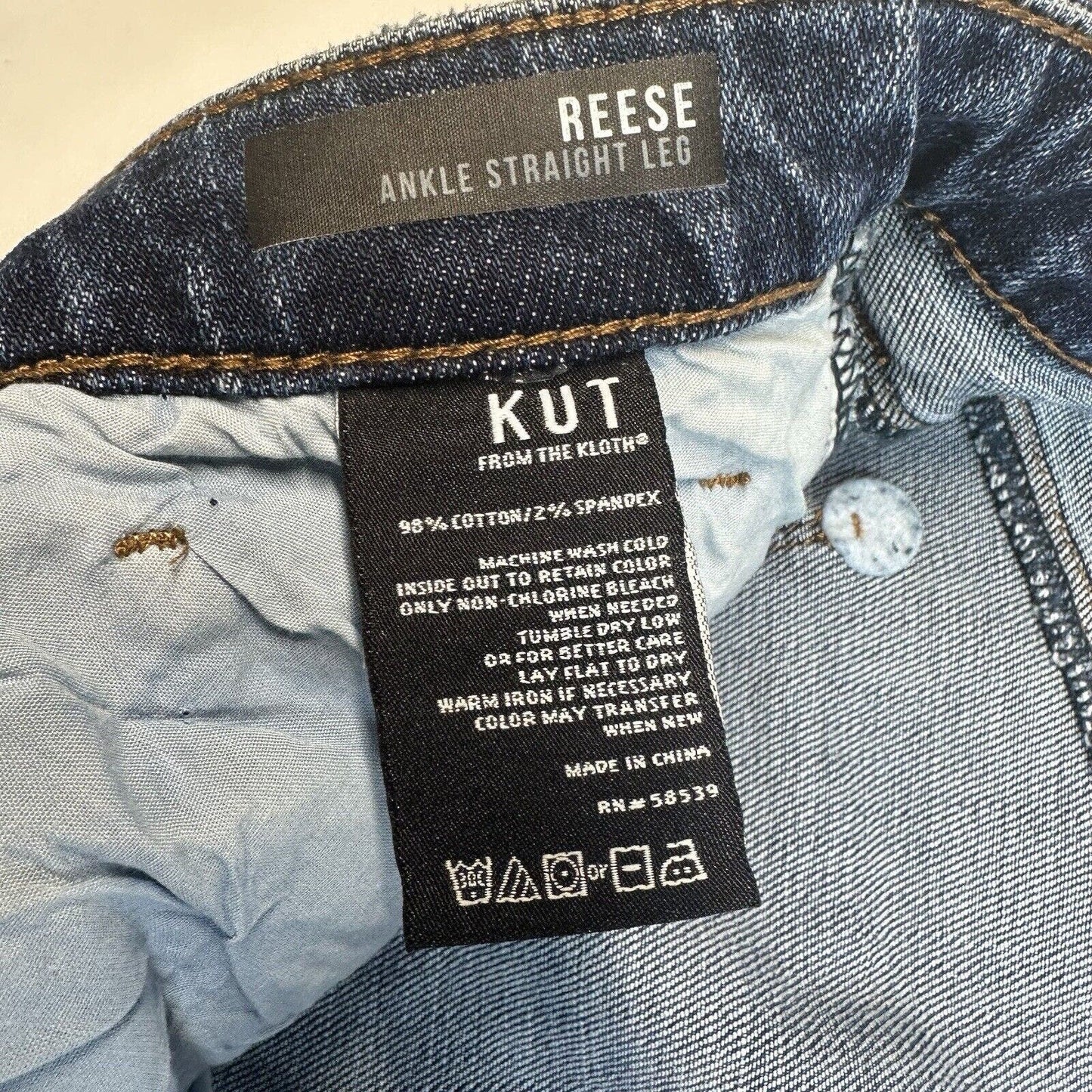 Kut From The Kloth Jeans Womens 24W Reese Ankle Straight Denim Blue Fray NEW