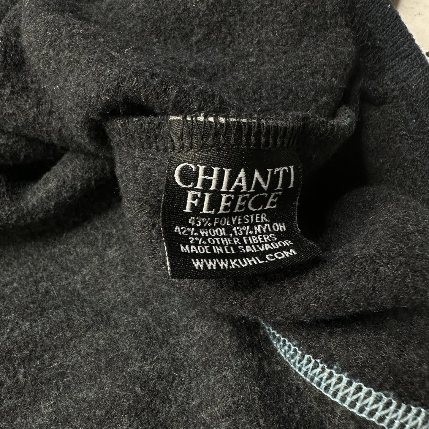 KUHL Sweater Mens M Chianti Fleece 1/4 Zip Blue Wool Blend Long Sleeve Thumbhole