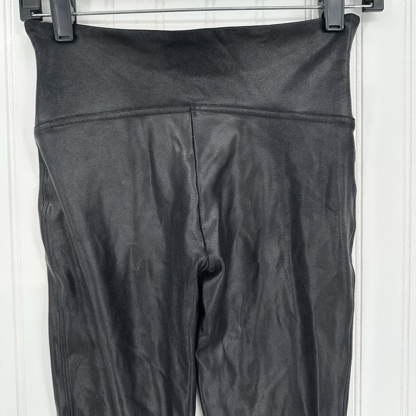 Spanx Leggings Womens Medium Faux Leather Black Pull On Shape Pants Slimming EUC