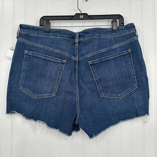 Old Navy Shorts Womens 18 OG Straight High Rise Blue Stretch Denim Jean Fray NEW