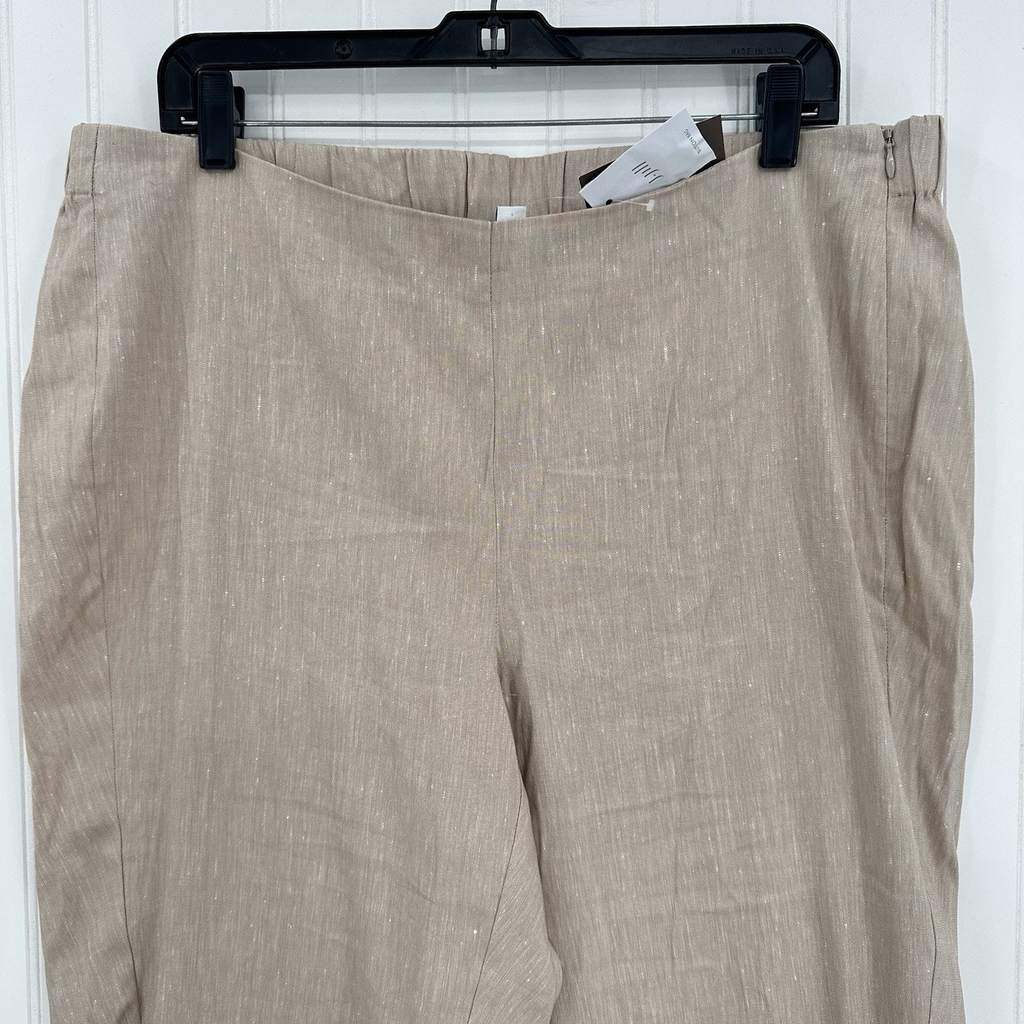 J Jill Pants Women XL Linen Blend Beige Tapered Ankle Coastal Beach Minimal NEW