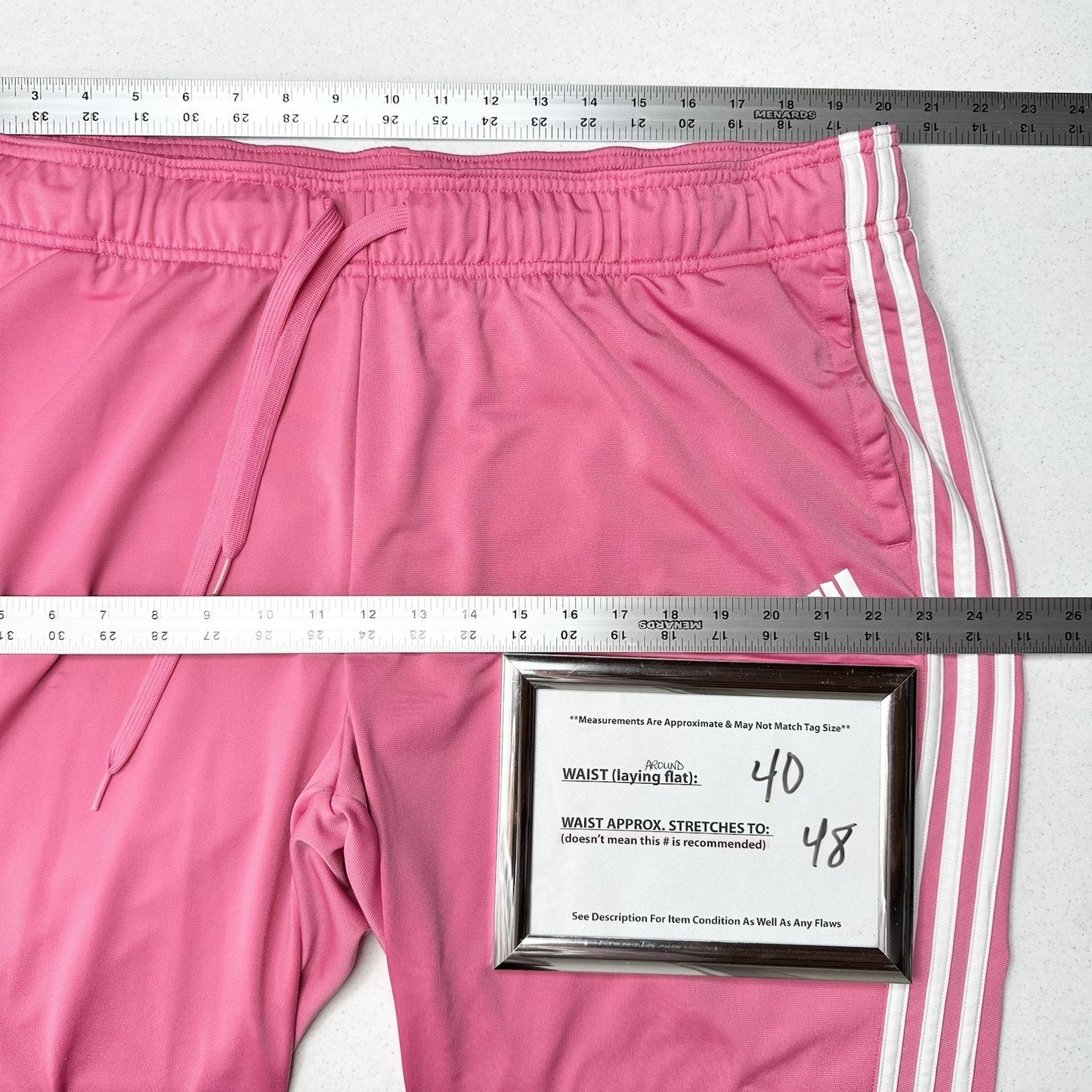 Adidas Pants Womens 3X Jogger Track Pant Bubblegum Pink Stripes Lounge Athletic