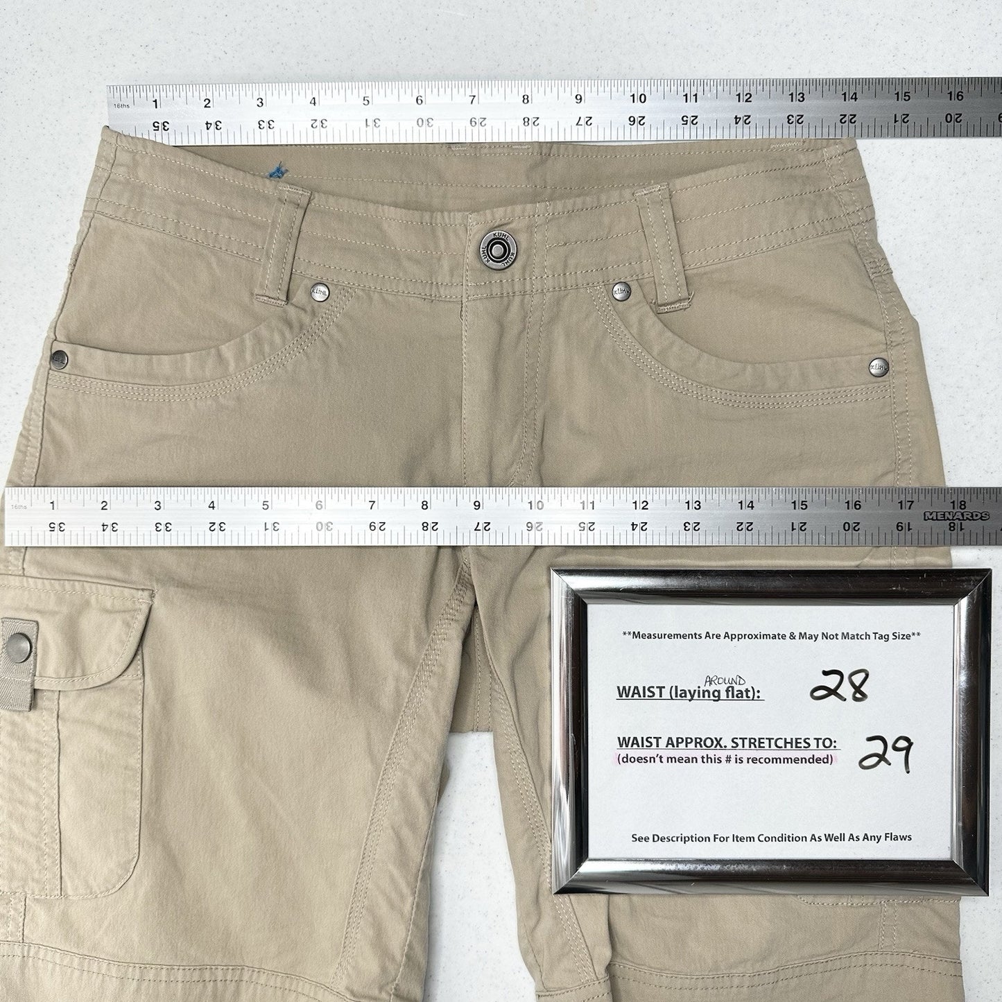 KUHL Shorts Womens 2 Splash Cargo Short 10" Bermuda Beige Khaki Hiking Gorpcore