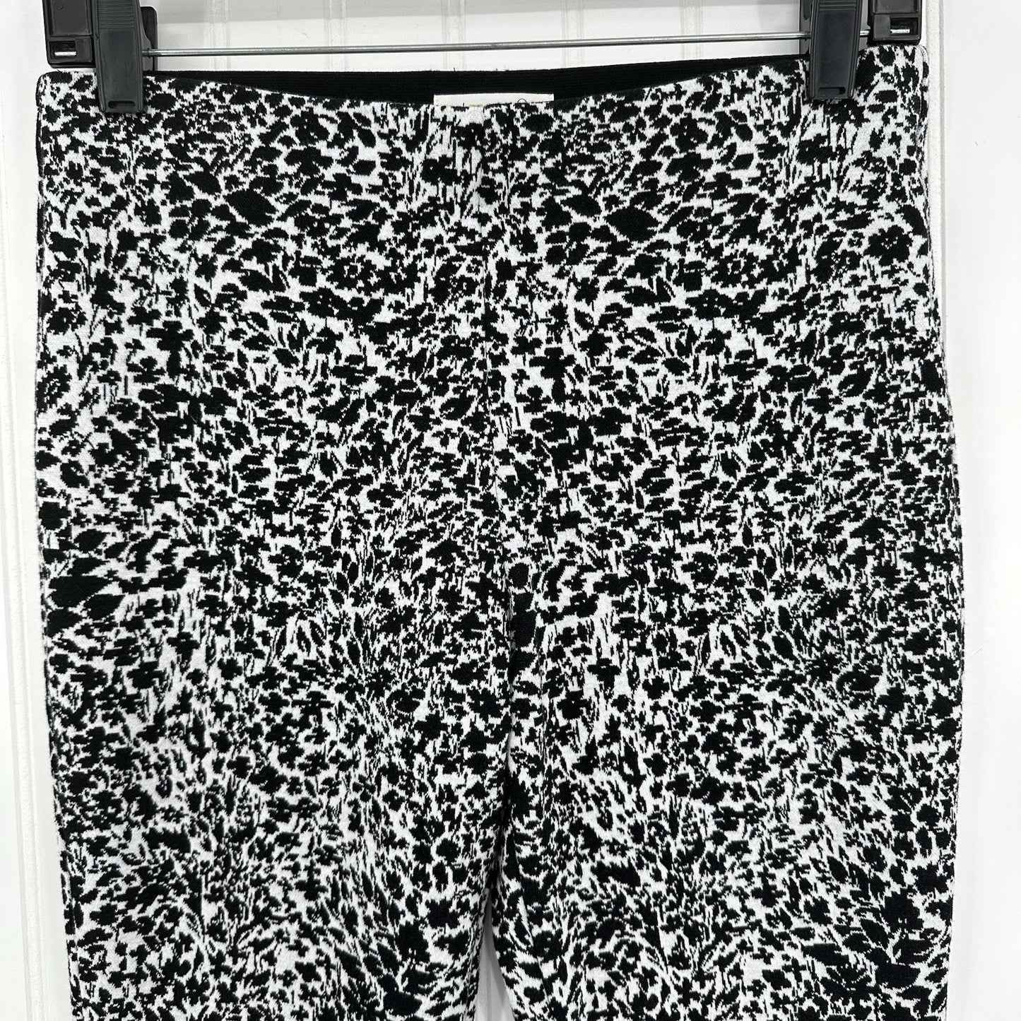 Maeve Pants Womens XSP Margot Kick Flare Crop Black Floral Knit Anthropologie