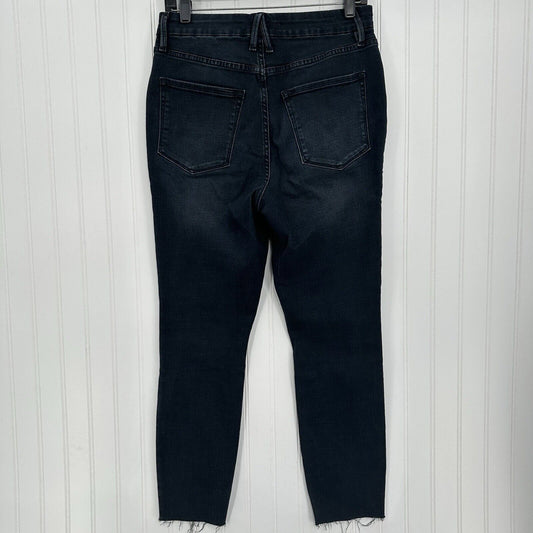 Good American Jeans Women 10 30 Good Waist Crop Skinny Ankle Blue Denim Fray EUC