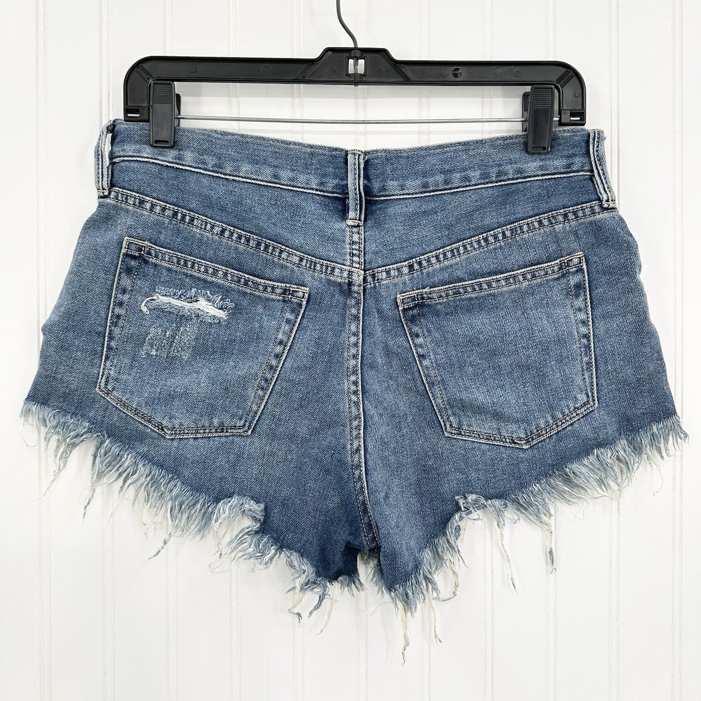 We The Free People Shorts Womens 26 Blue Denim Button Fly Distress Anthropologie