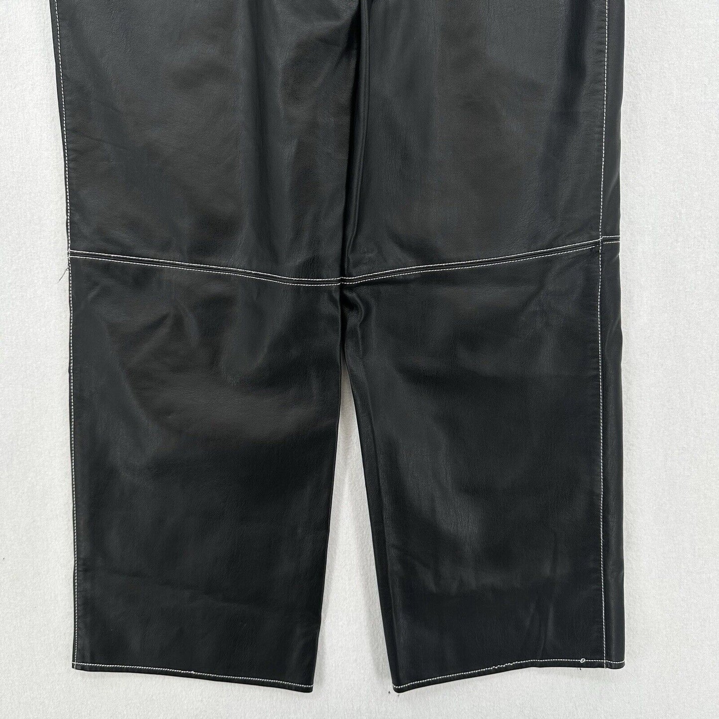 We The Free People Pants Womens 8 It Factor Vegan Leather Black Wide Leg Hi Rise
