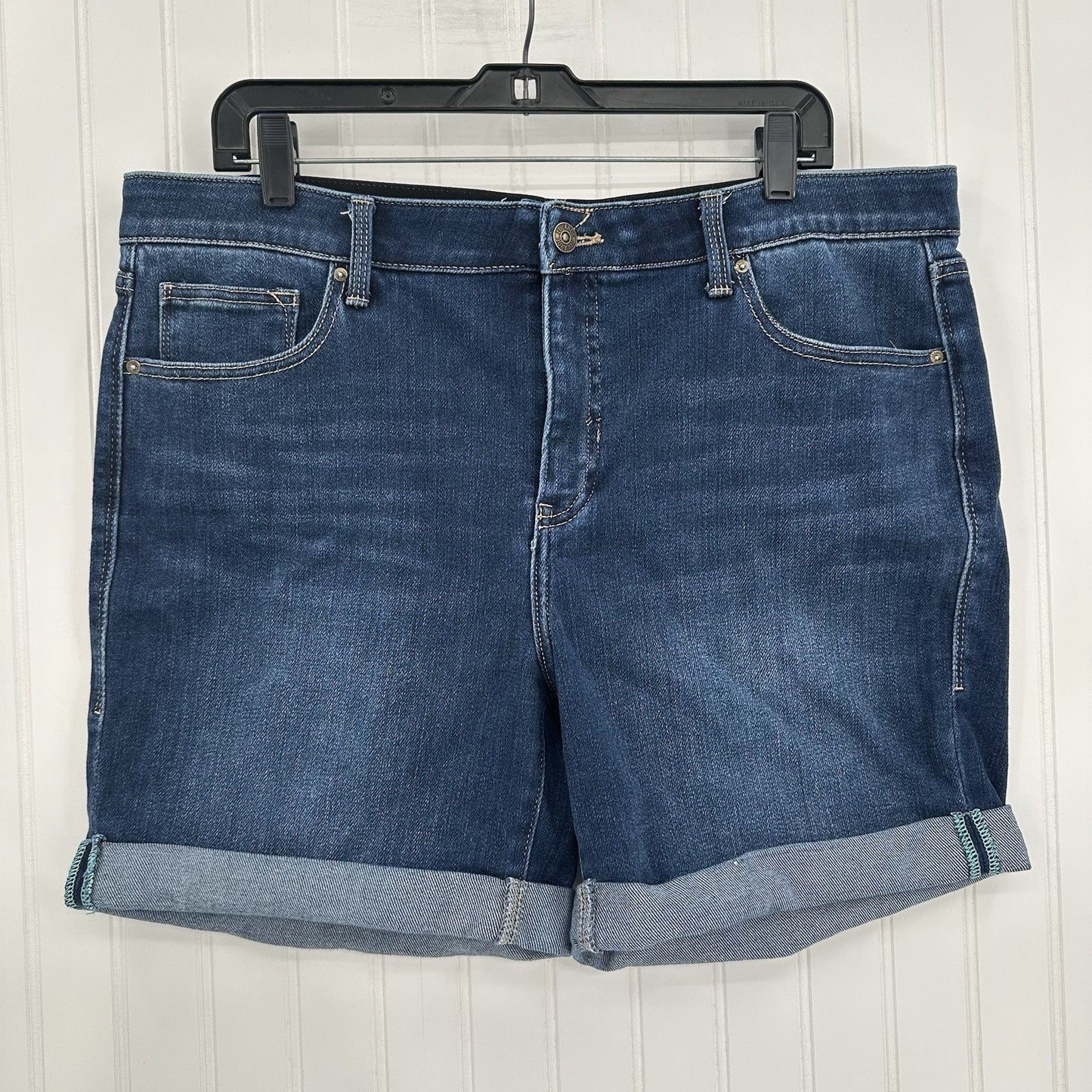 Lularoe Shorts Womens 32 US 14 Boyfriend Blue Relax Cuffed Denim Tummy Panel EUC