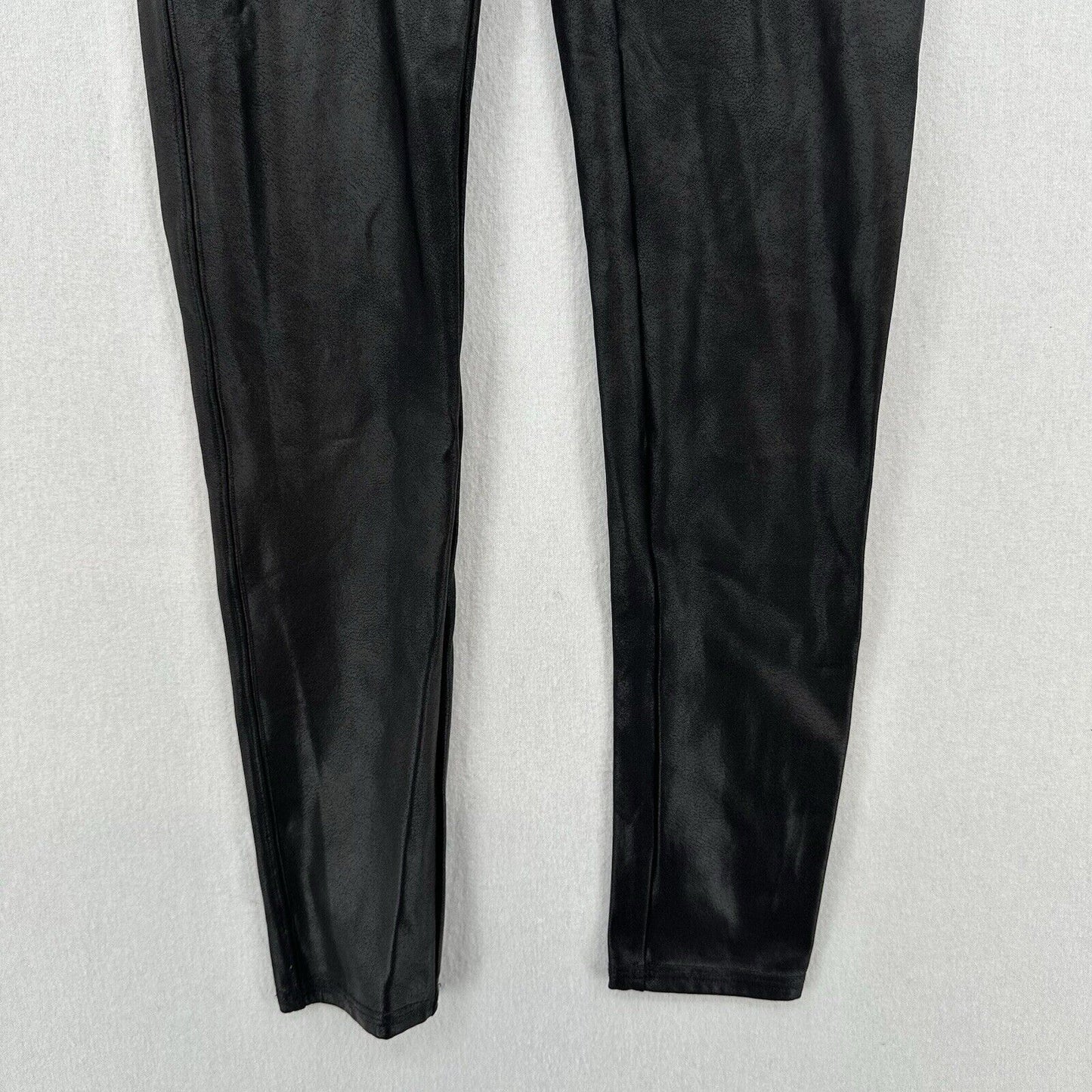Spanx Leggings Womens Large Petite Faux Leather Black Pull On Pants Slimming EUC