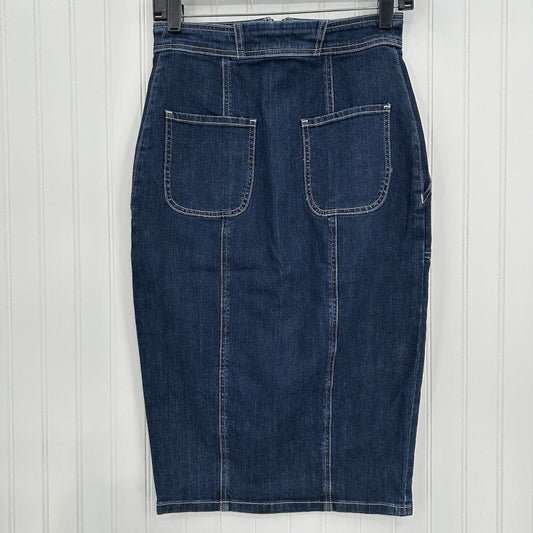 Ramy Brook Skirt Womens 26 Marietta Denim Blue Jean Midi Pencil Zipper Slit EUC