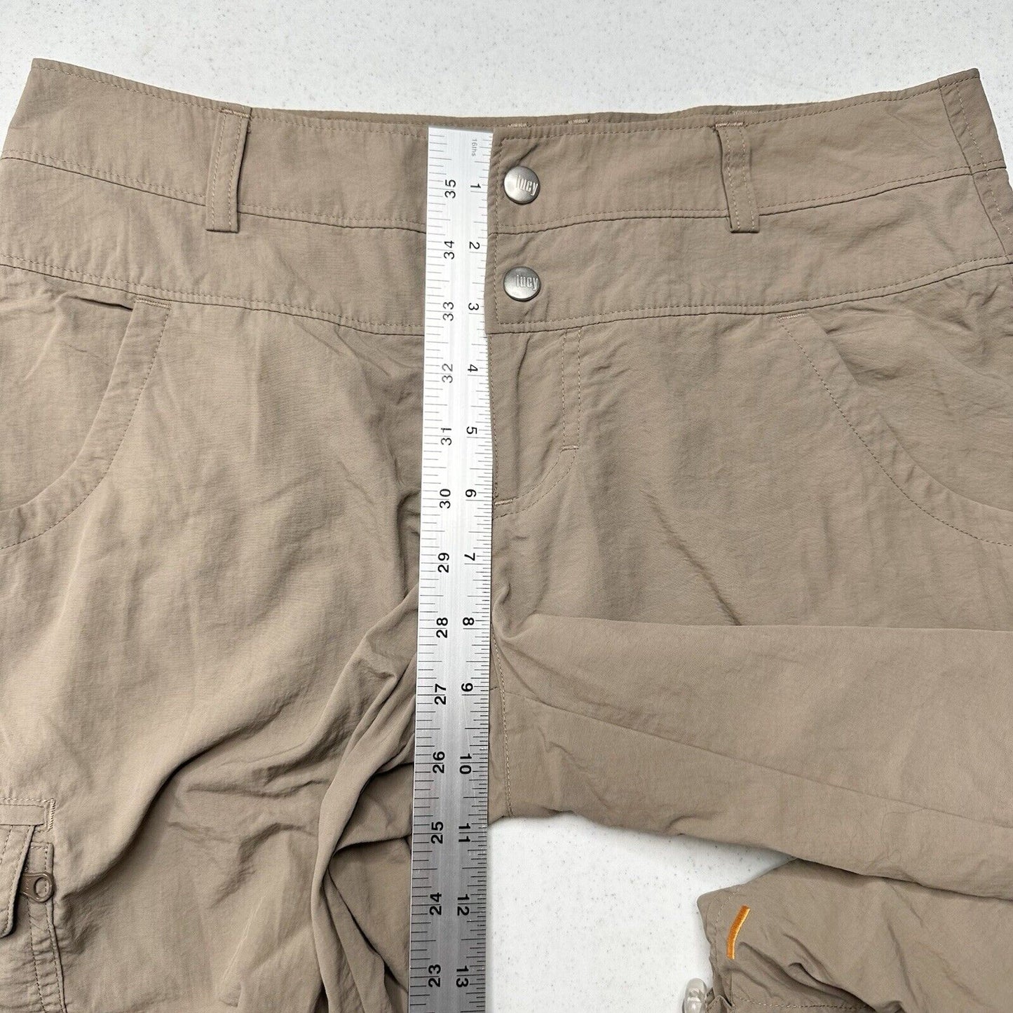 Lucy Activewear Pants Womens 6 Cargo Crop Brown Hiking Gorpcore Trail Cinch Hems