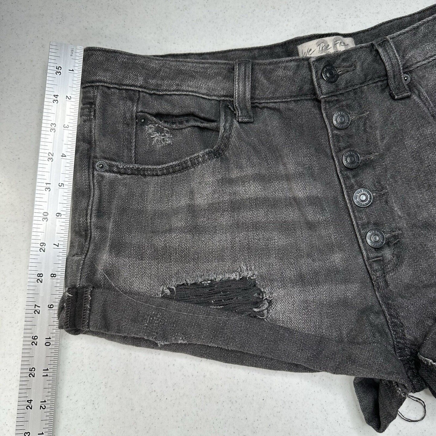 We The Free People Shorts Womens 30 Faded Black Denim Button Fly Anthropologie