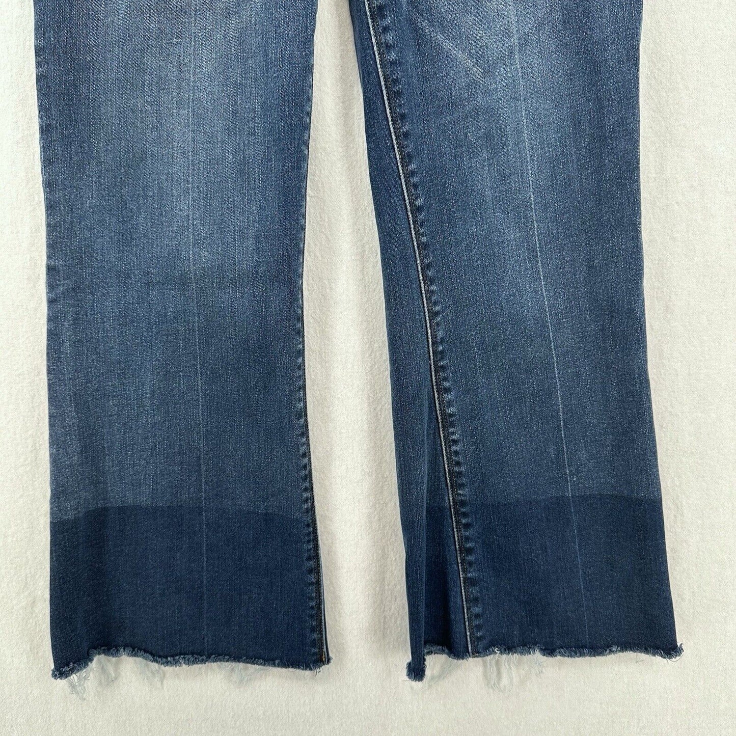 Spanx Jeans Womens Small Cropped Flare High Rise Pull On Stretch Denim Fray EUC