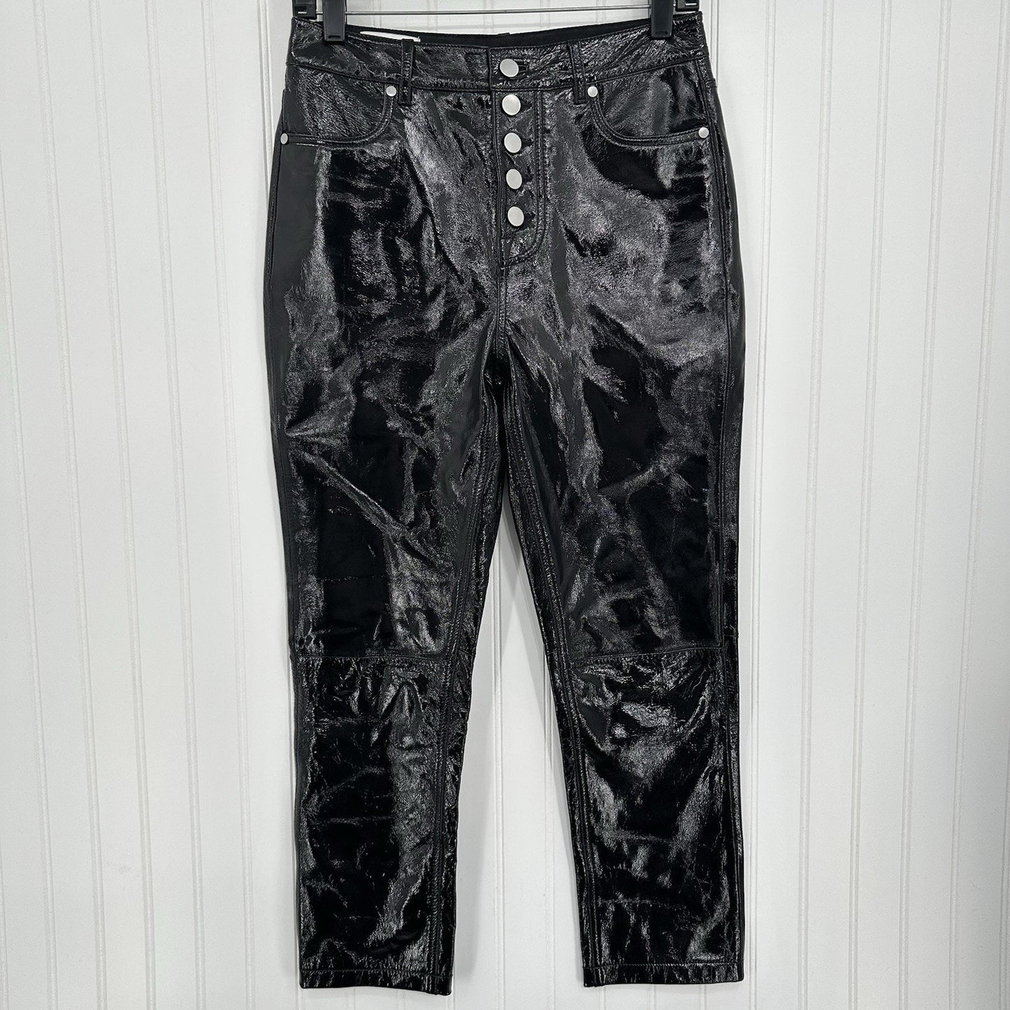 BLDWN Parker Leather Pants Womens 25 Straight Crop Black Genuine Leather EUC
