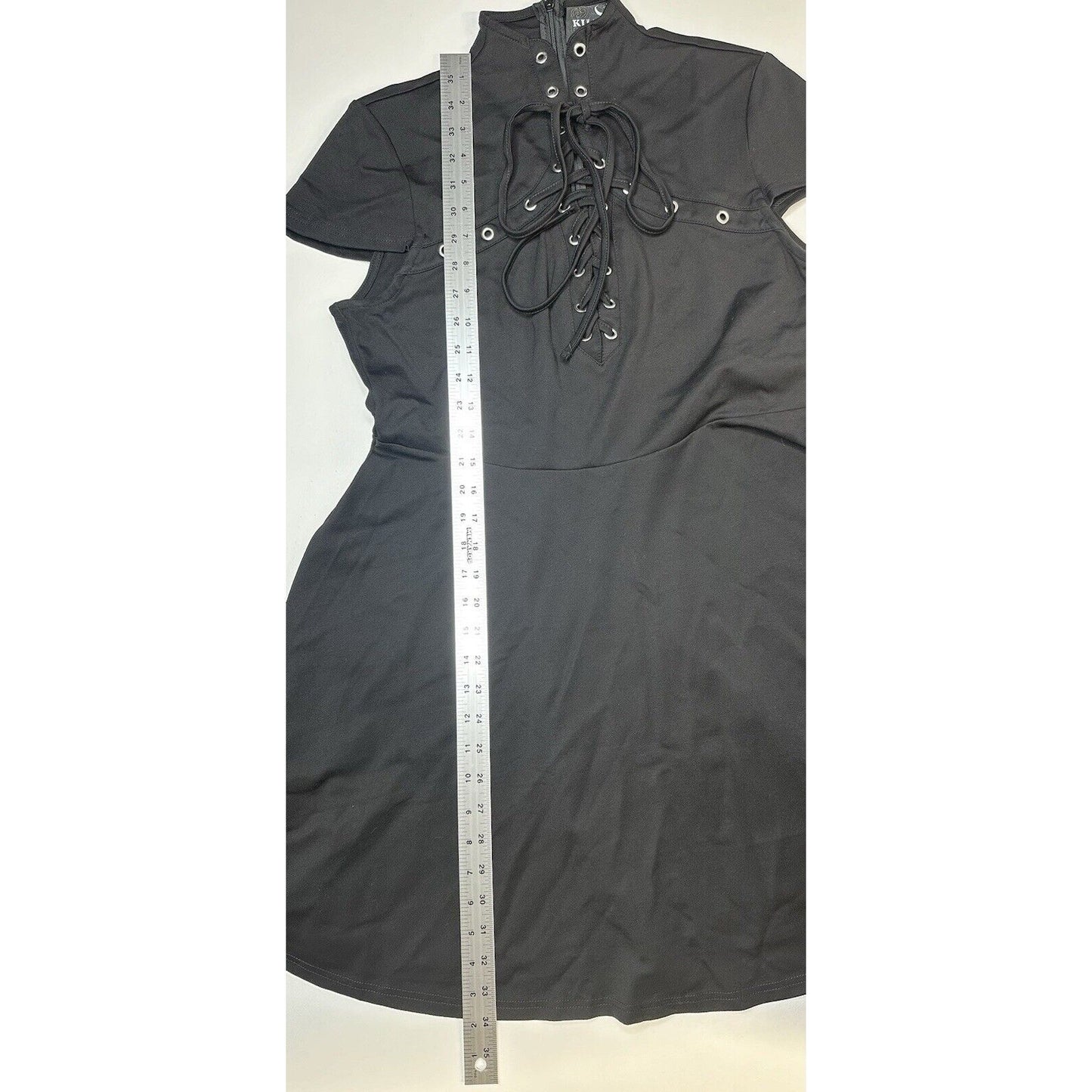 Killstar Dress Womens XL Black Lace Up Front Eyelets Gothic Witch Punk Rave EUC