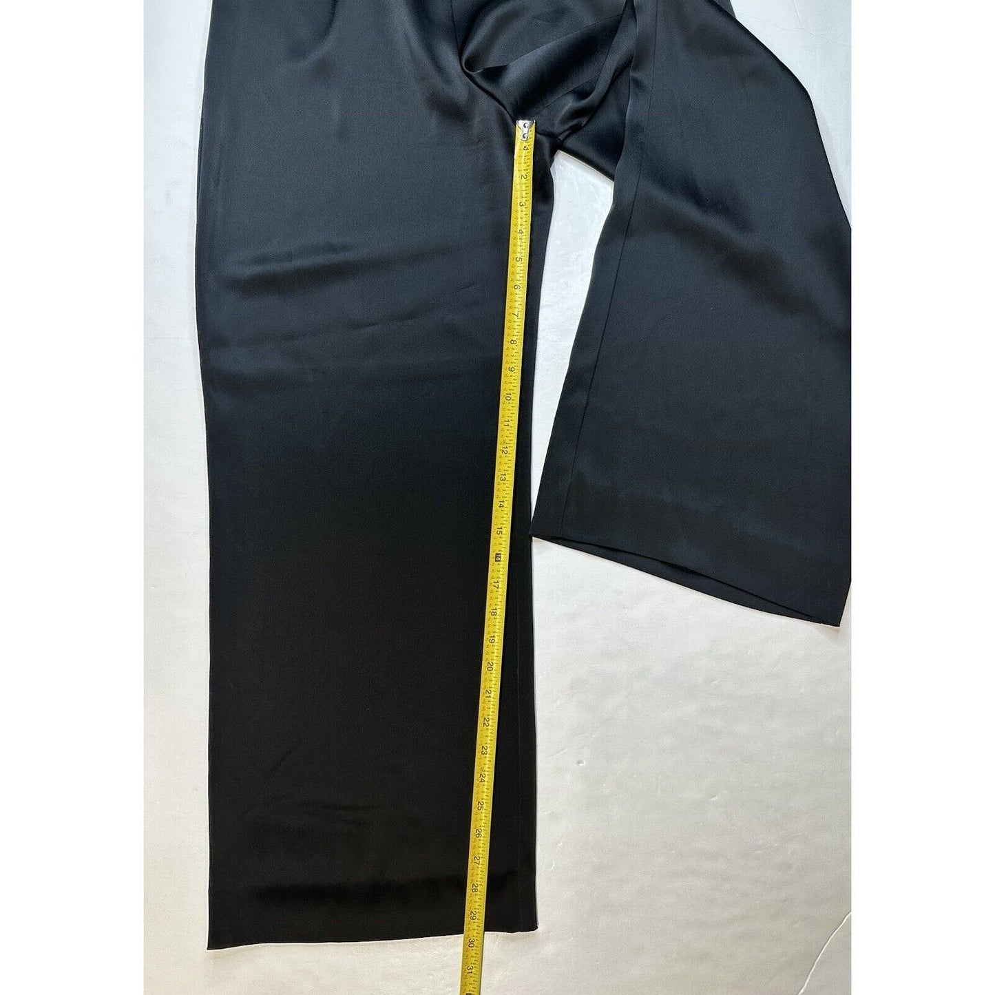 St John Pants Women 12 Caviar Kate Satin Wide Leg Black High Rise Side Zip Dress
