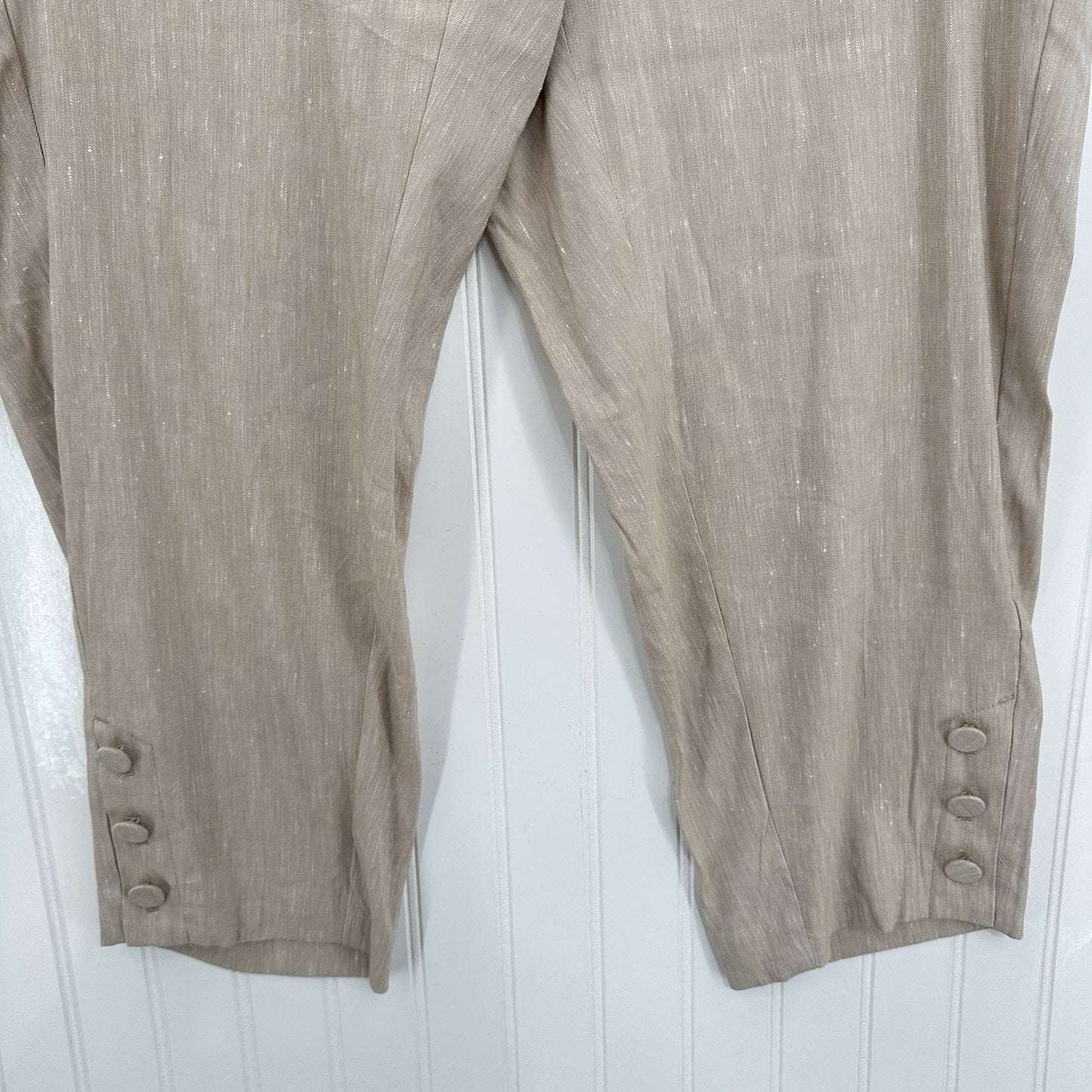 J Jill Pants Women XL Linen Blend Beige Tapered Ankle Coastal Beach Minimal NEW