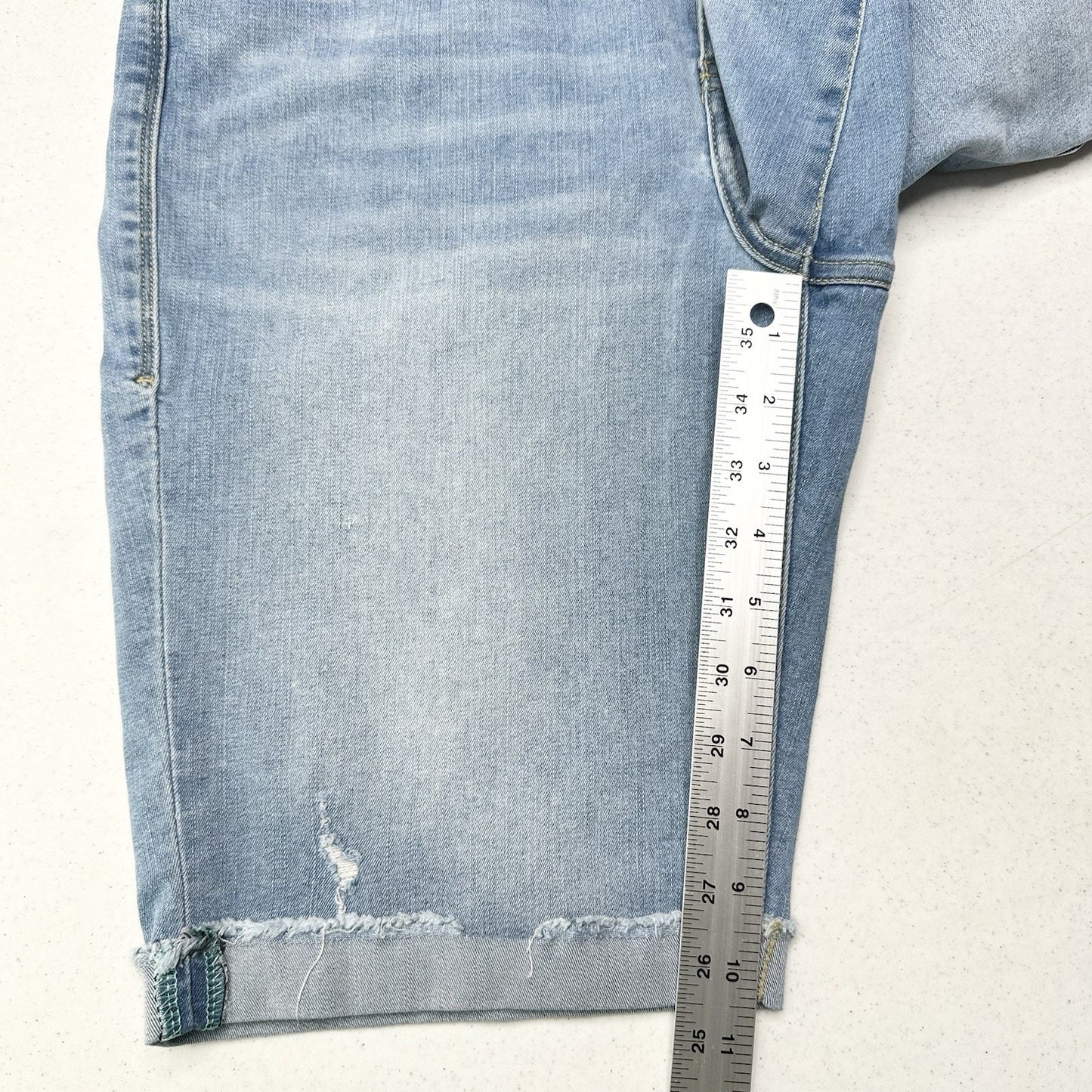 Lularoe Shorts 32 US 14 Skinny Bermuda Cuffed Blue Denim Tummy Panel *Spot