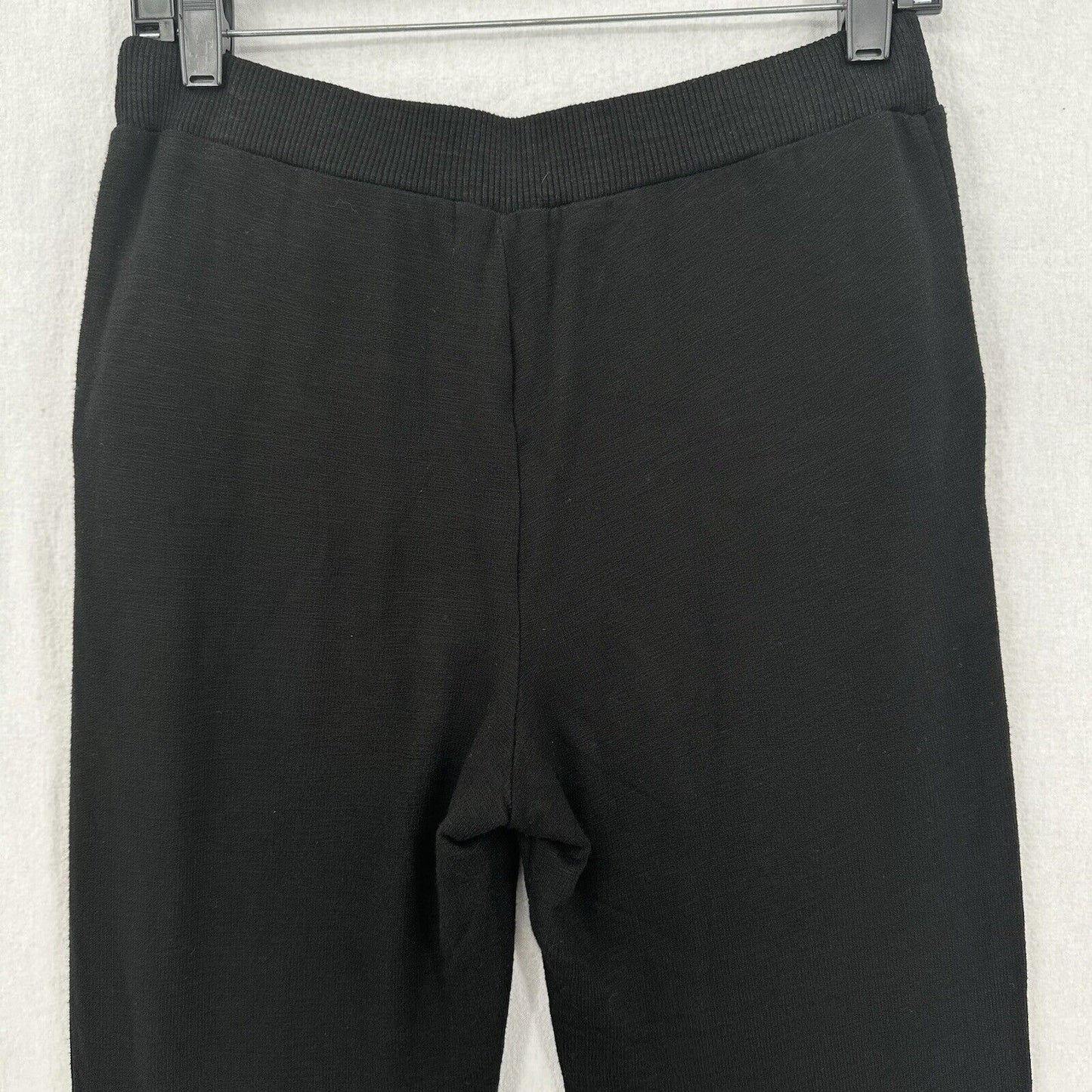 Monrow Pants Womens Small SuperSoft Straight Black Knit Pull On Split Hems Cozy