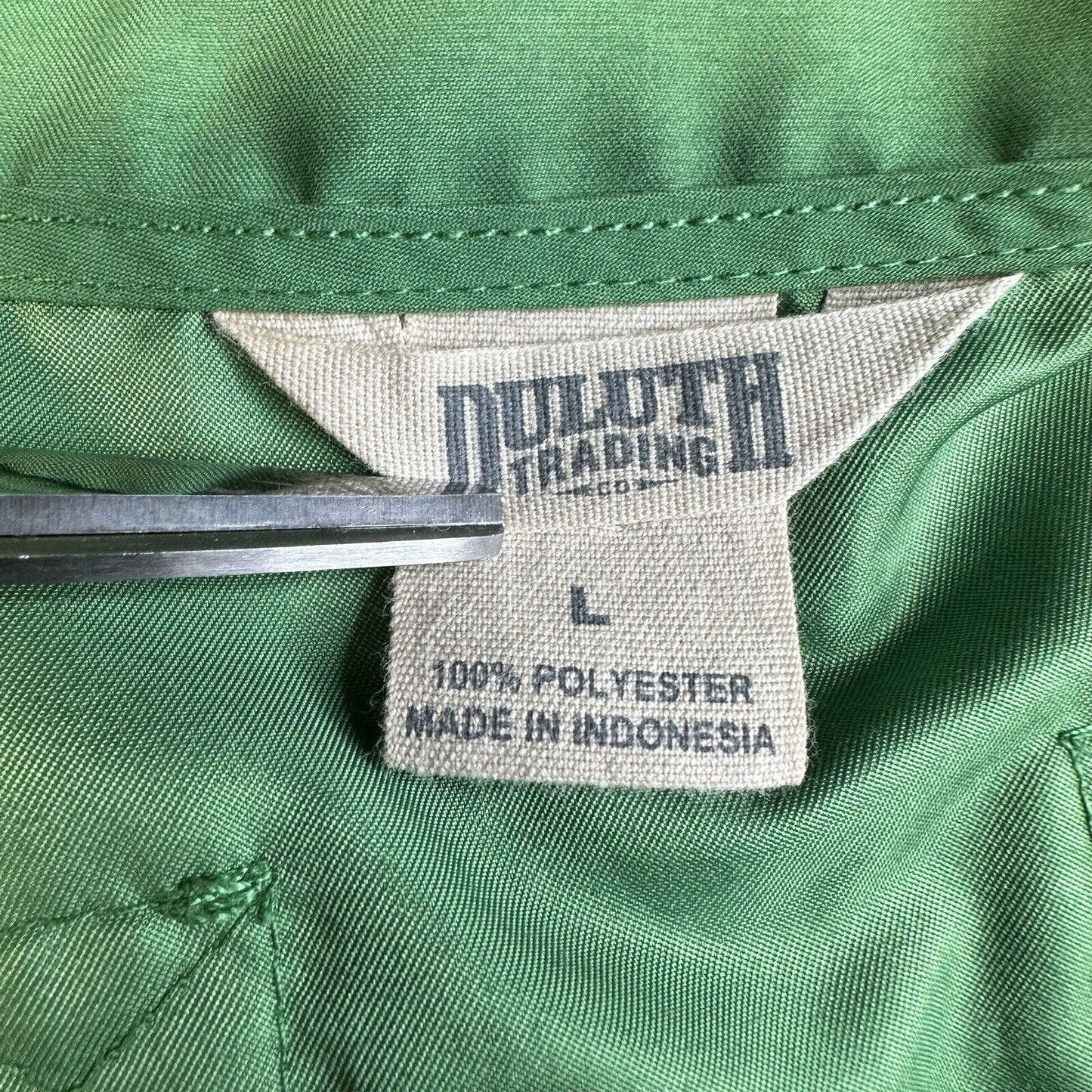 Duluth Trading Shirt Mens Large Bogey Windshirt Green Pullover Lightweight EUC