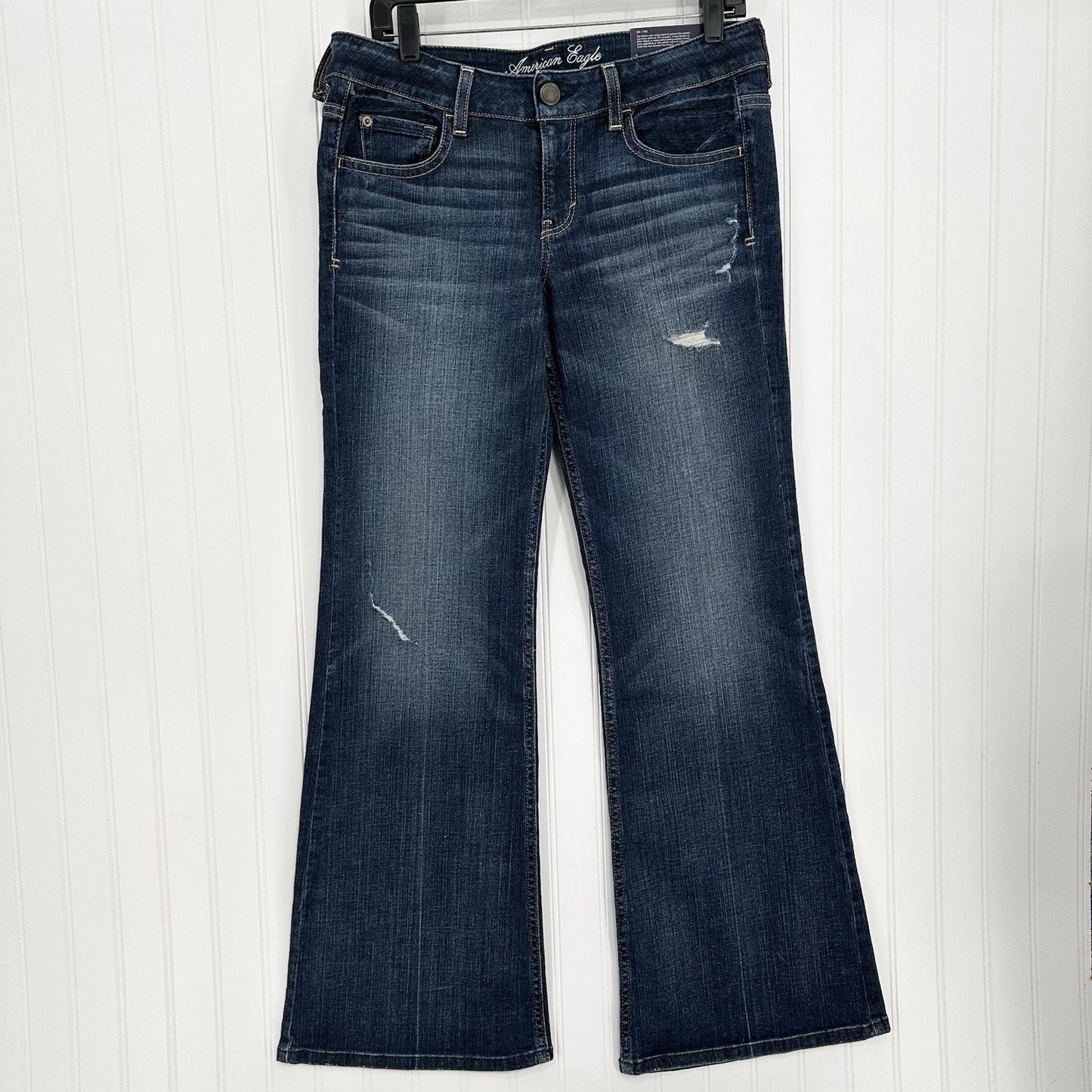 American Eagle Jeans Womens 10 Hipster Flare Denim Festival Western NEW *Defect