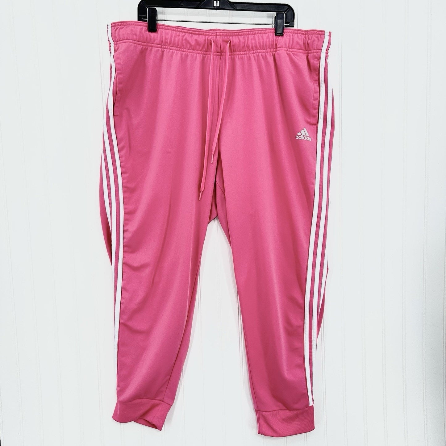 Adidas Pants Womens 3X Jogger Track Pant Bubblegum Pink Stripes Lounge Athletic