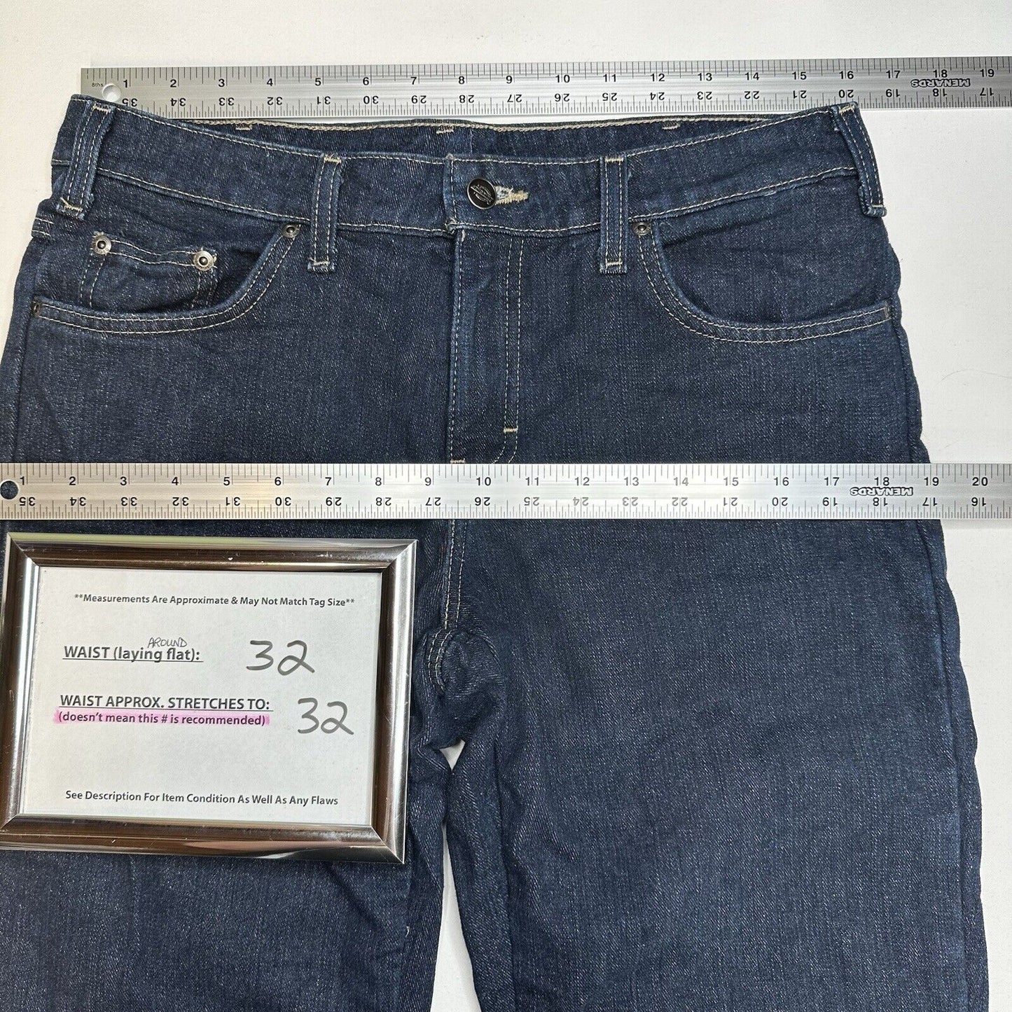 Dickies Flannel Lined Jeans Women 8 Relaxed Fit Straight Blue Denim Plaid Hemmed