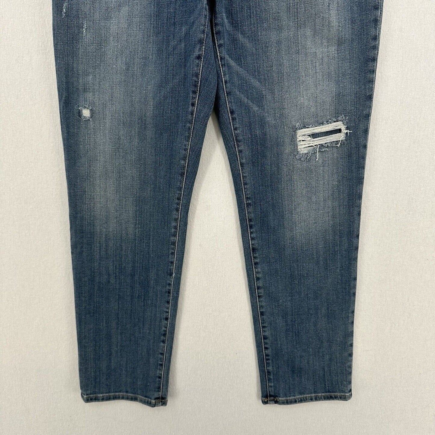 Chicos Jeans 1 US 8 So Slimming Girlfriend Ankle Stretch Blue Denim Distress NEW