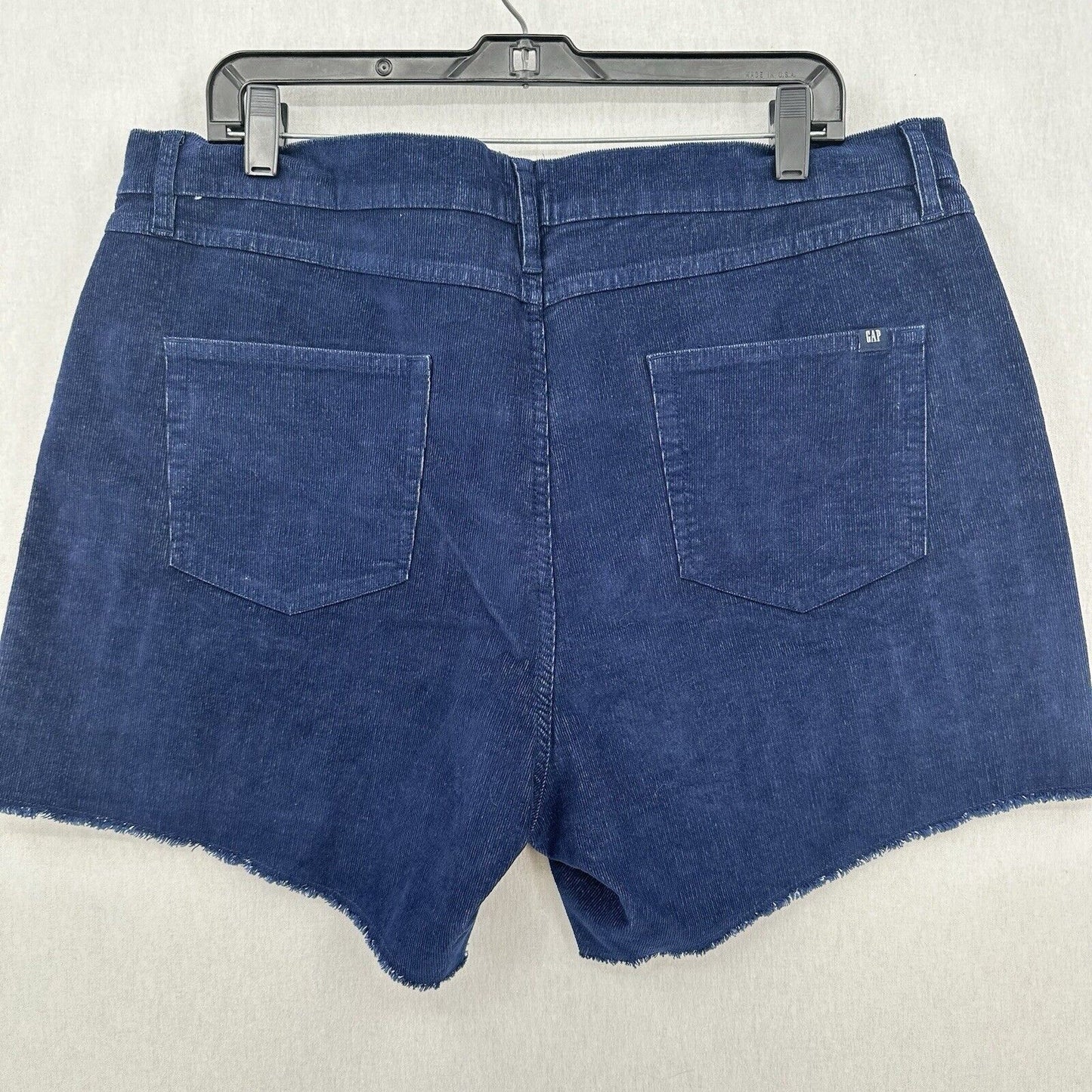 GAP Shorts Womens 16 Corduroy Relaxed Cut Off Dark Blue Fray Hem Preppy NEW
