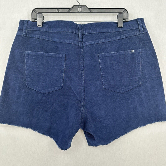 GAP Shorts Womens 16 Corduroy Relaxed Cut Off Dark Blue Fray Hem Preppy NEW