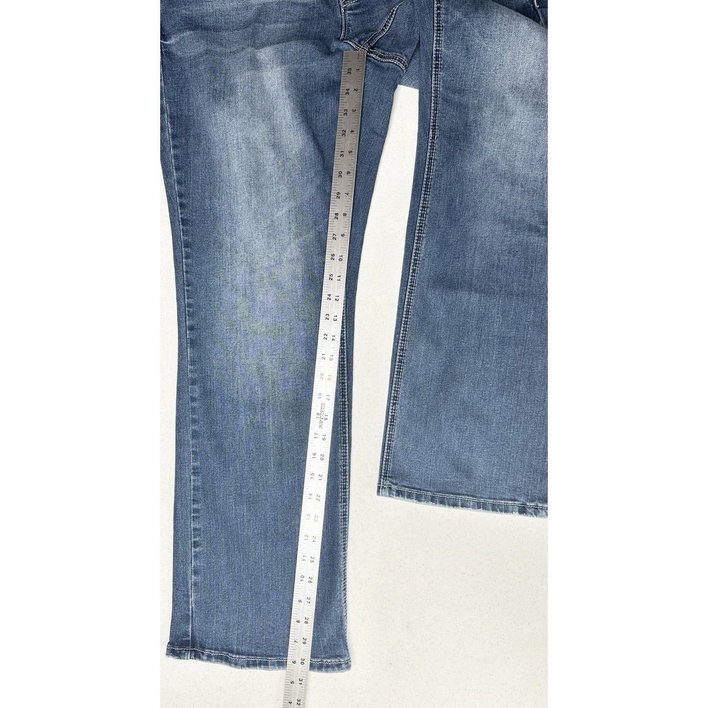 Earl Jeans Womens 18W Slim Bootcut Blue Denim Rhinestones Embroidered Western