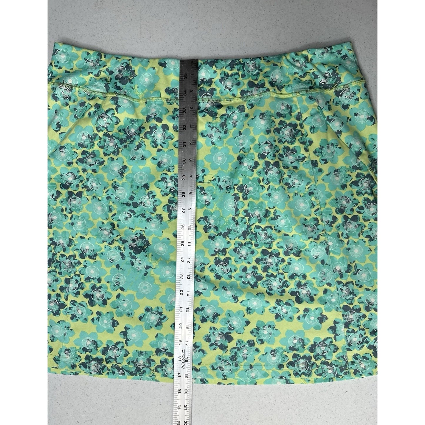 Title Nine Skirt Womens XL Diamalete Green Mint Floral Zip Pockets Golf EUC